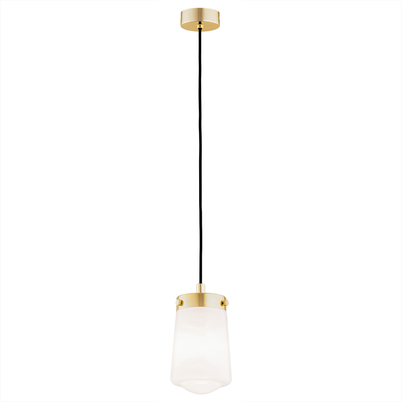 Adena IP44 Brass Pendant Light, Opal White Shade, 12cm Width
