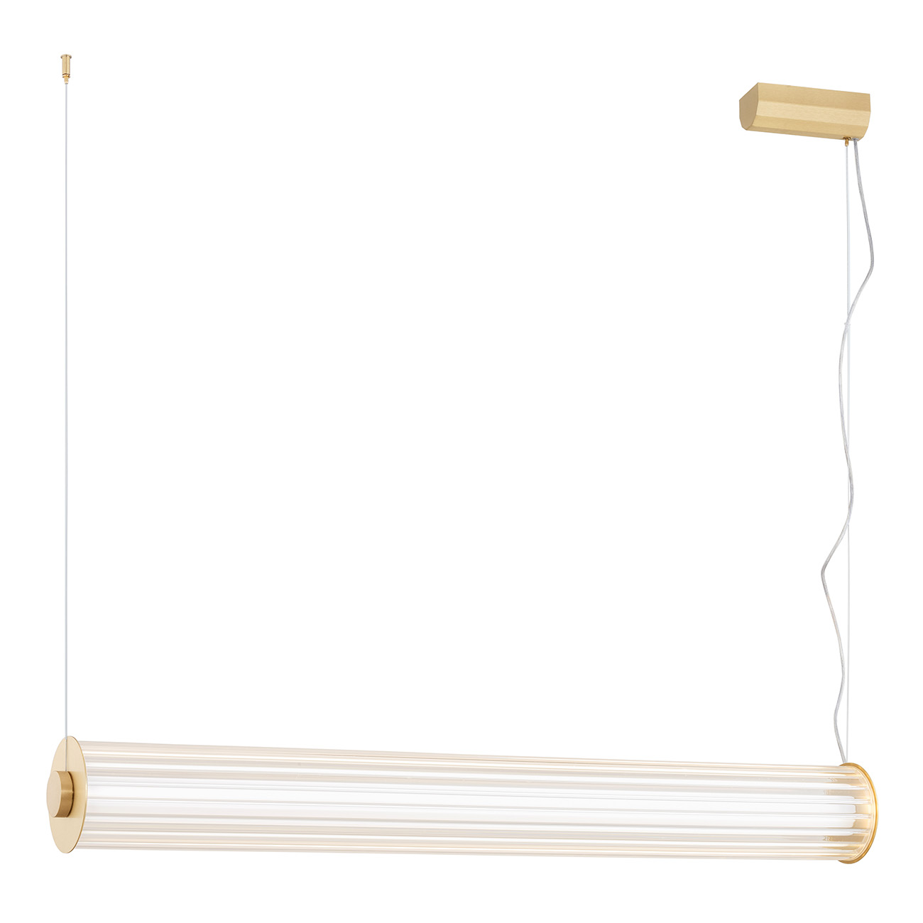 Ampton Large LED Tube Pendant Lamp, Brushed Brass, 3000k, 120cm