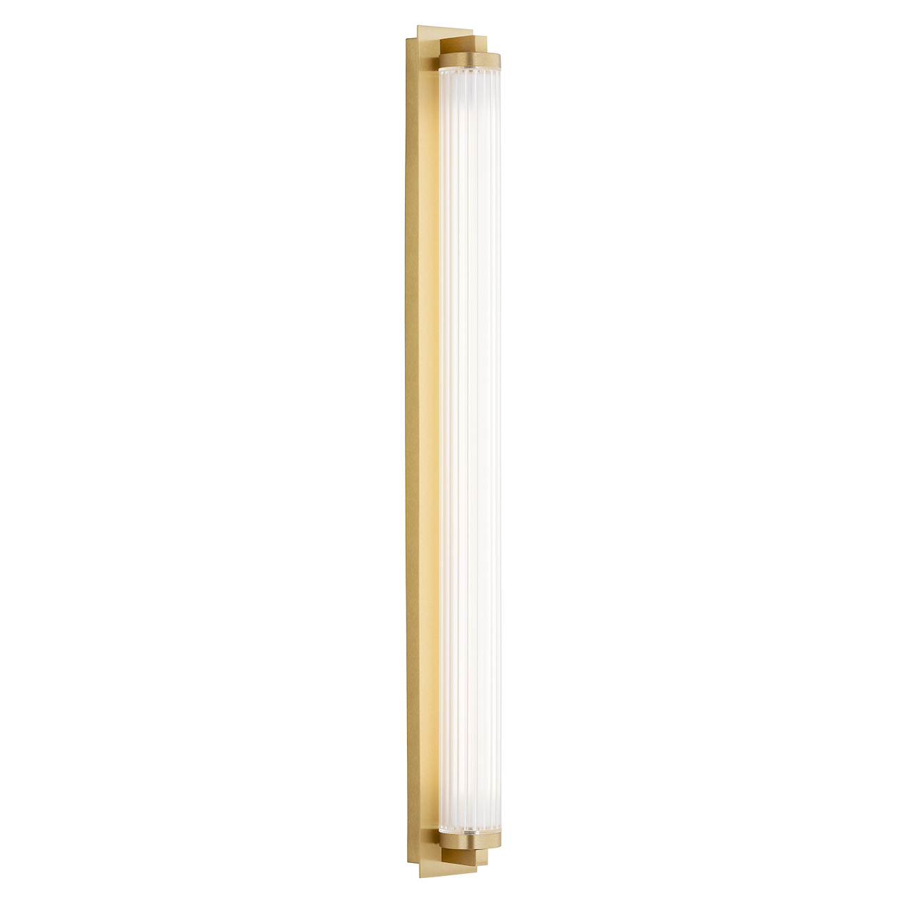 Ampton LED Wall Light, Glass Tube Brushed Brass, 3000k