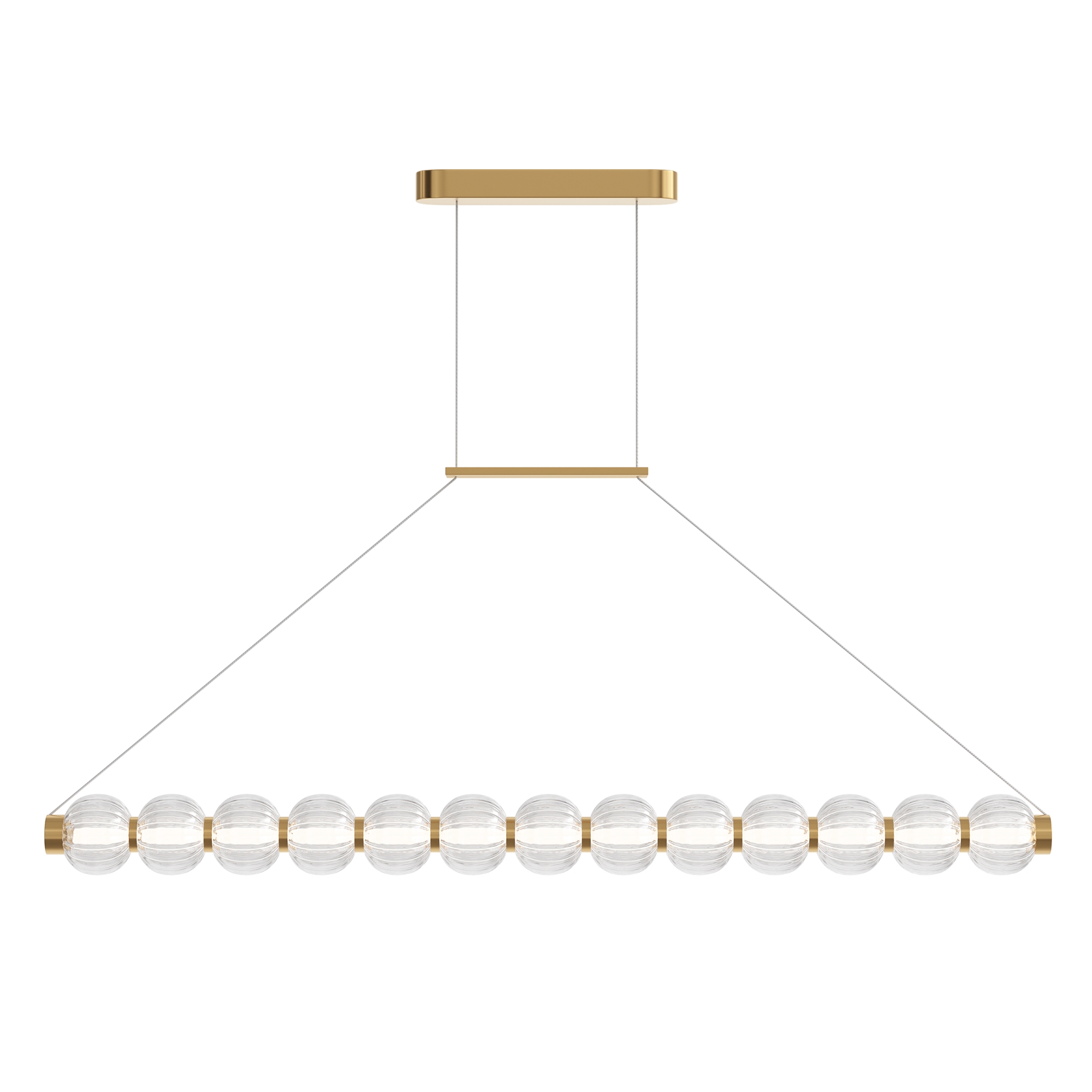 Amulet Linear Bead LED Pendant Light, Gold Metal, Clear Glass 3000k, 22w