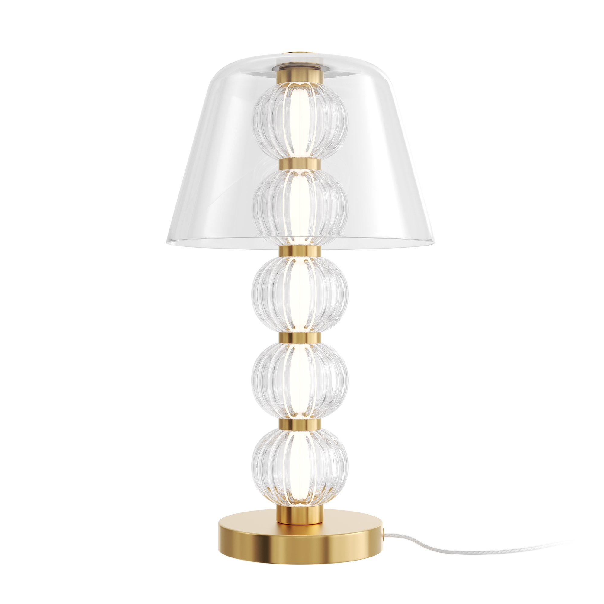 Amulet LED Bead Gold Table lamp, Gold Metal, Clear Glass, 3000k, 10w