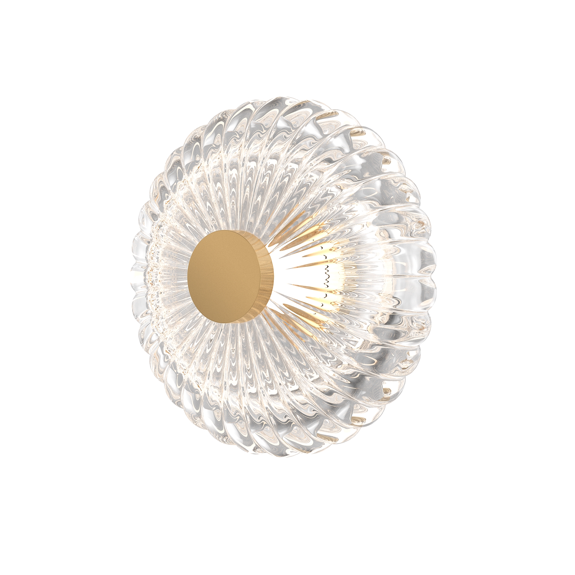 Amulet Round Medium Glass LED Wall Lamp, Gold Metal, Clear, 3000k, 18cm Wide