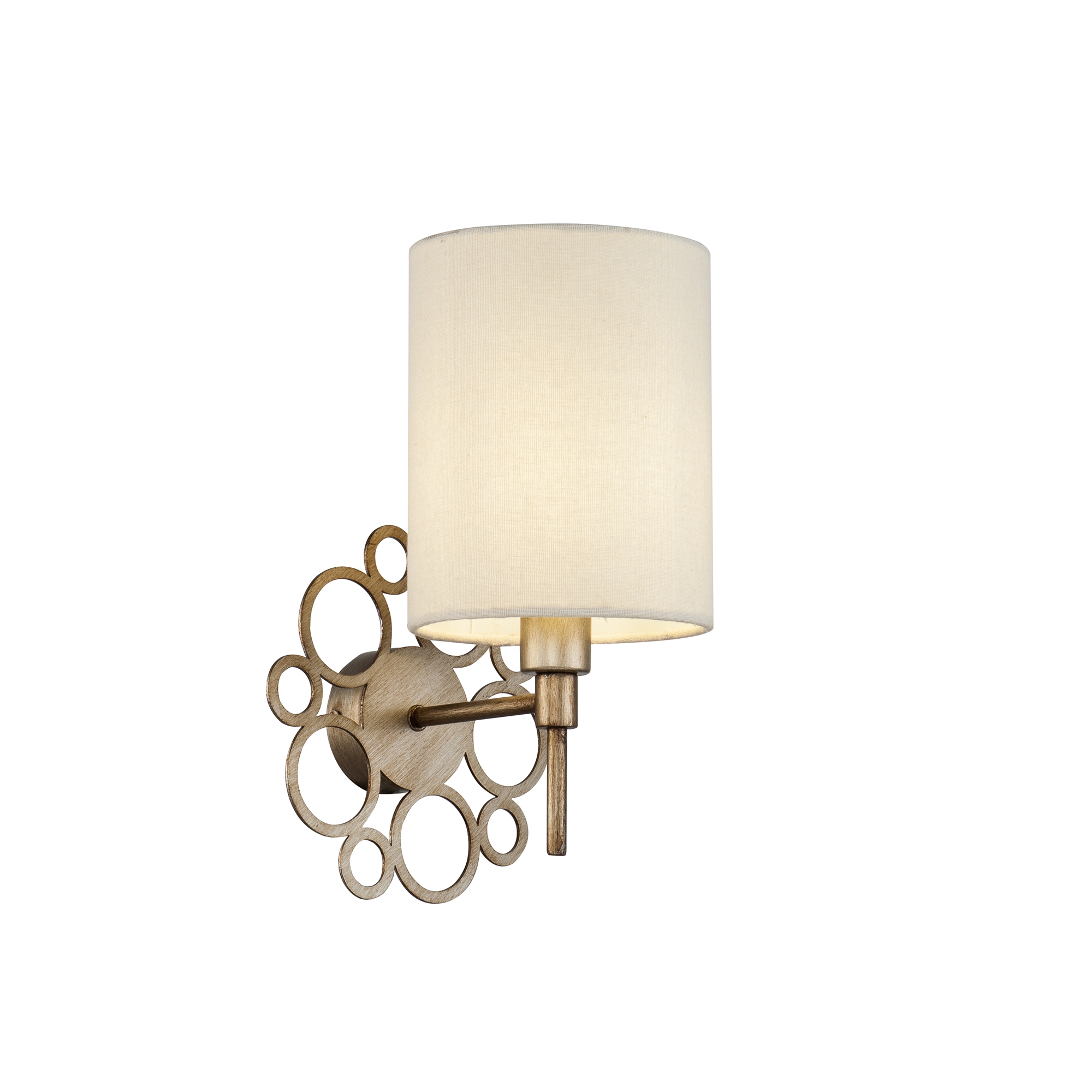 Anna Gold Wall Lamp, Cream Fabric Shade, Gold Metal, 18cm Wide