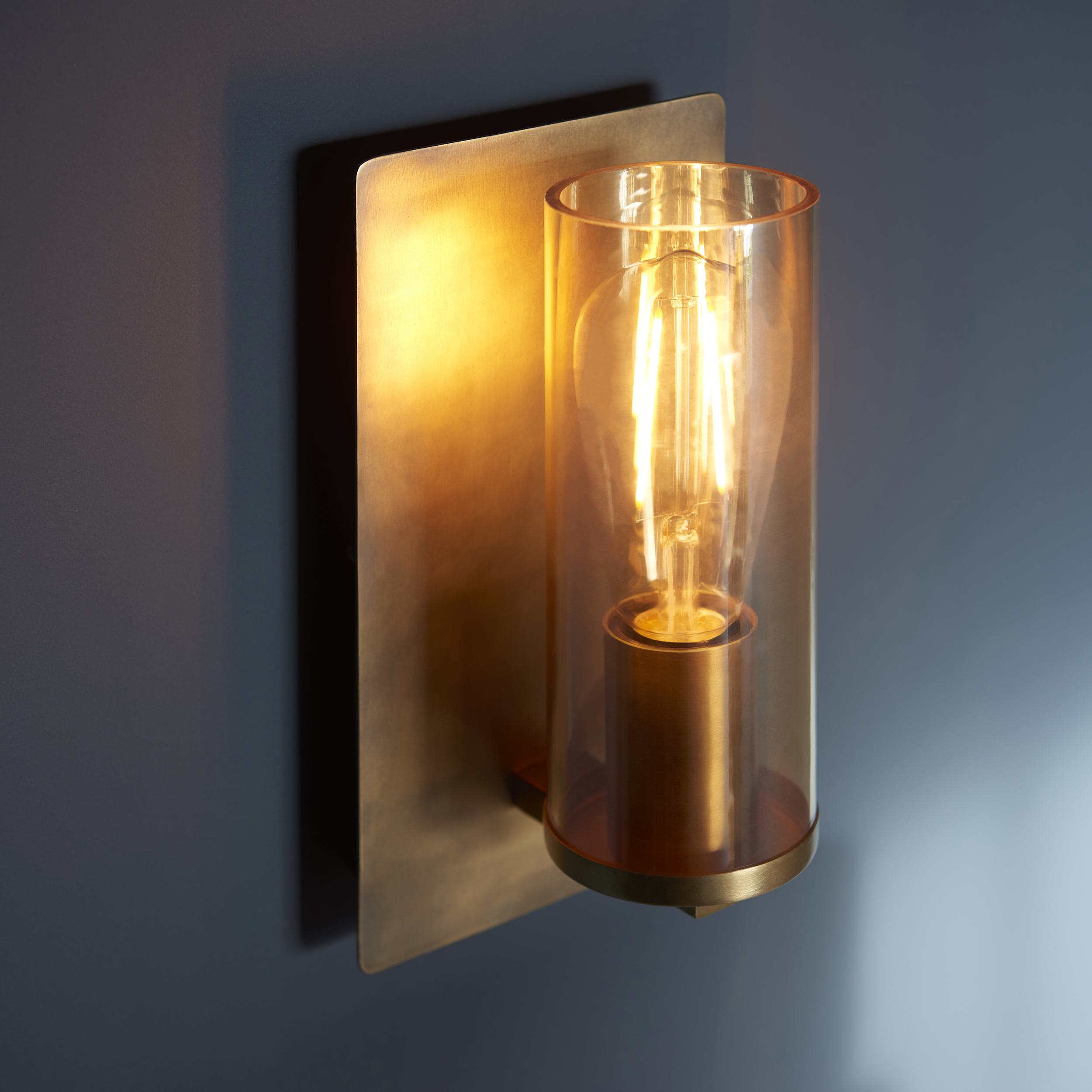 Leo Wall Light, Antique Brass, Tinted Glass, 1 Lamp