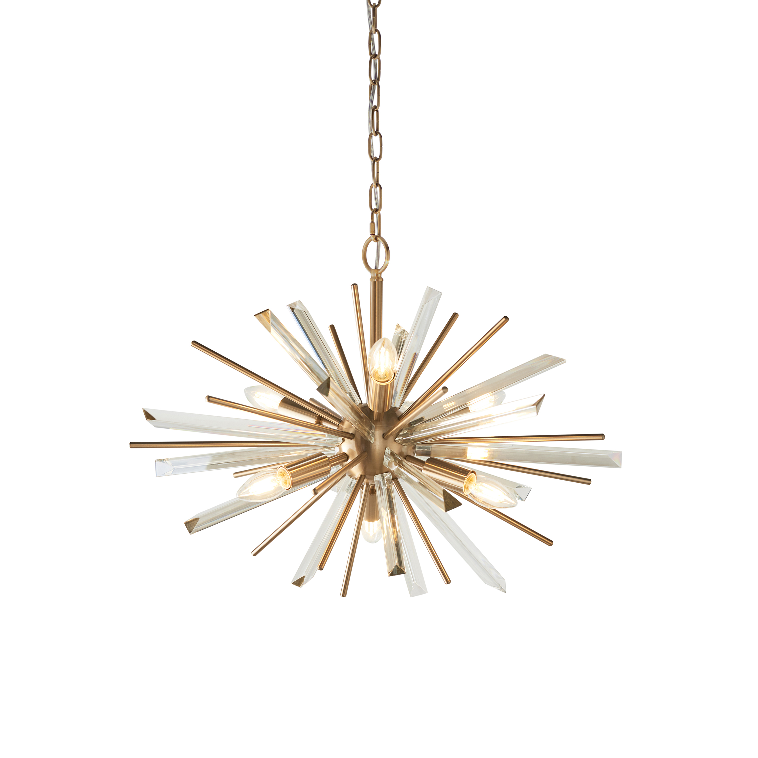 Starburst Medium Pendant Lamp, Antique Brass, Glass, 60cm