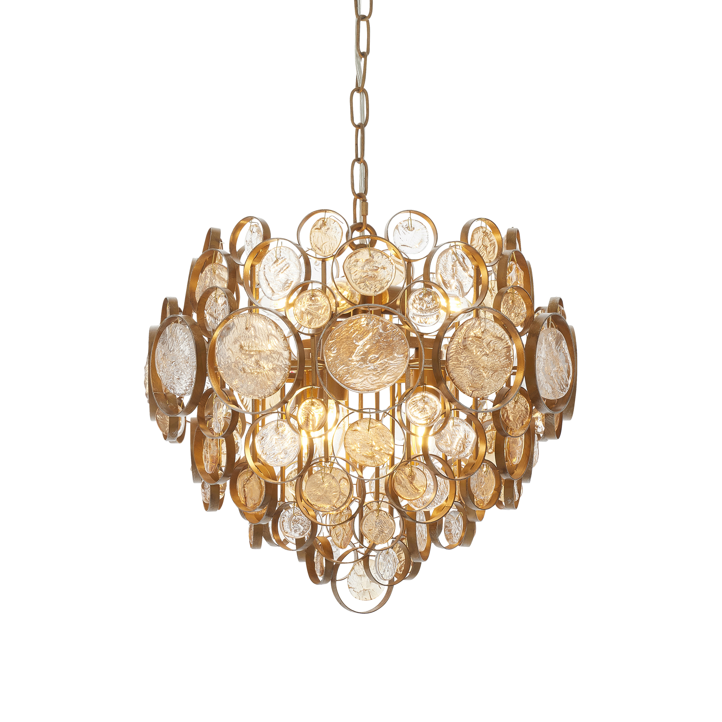 Verra Chandelier, Gold, Clear And Amber Glass, 6 Light