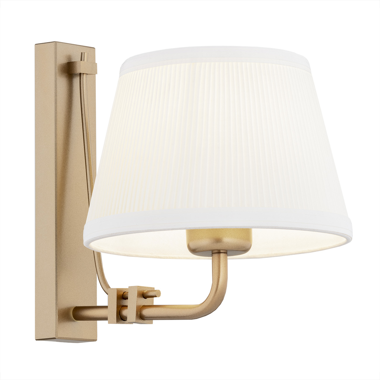 Arani Wall Light, 1 Light, Old Gold, Cream Shade, 20cm Width