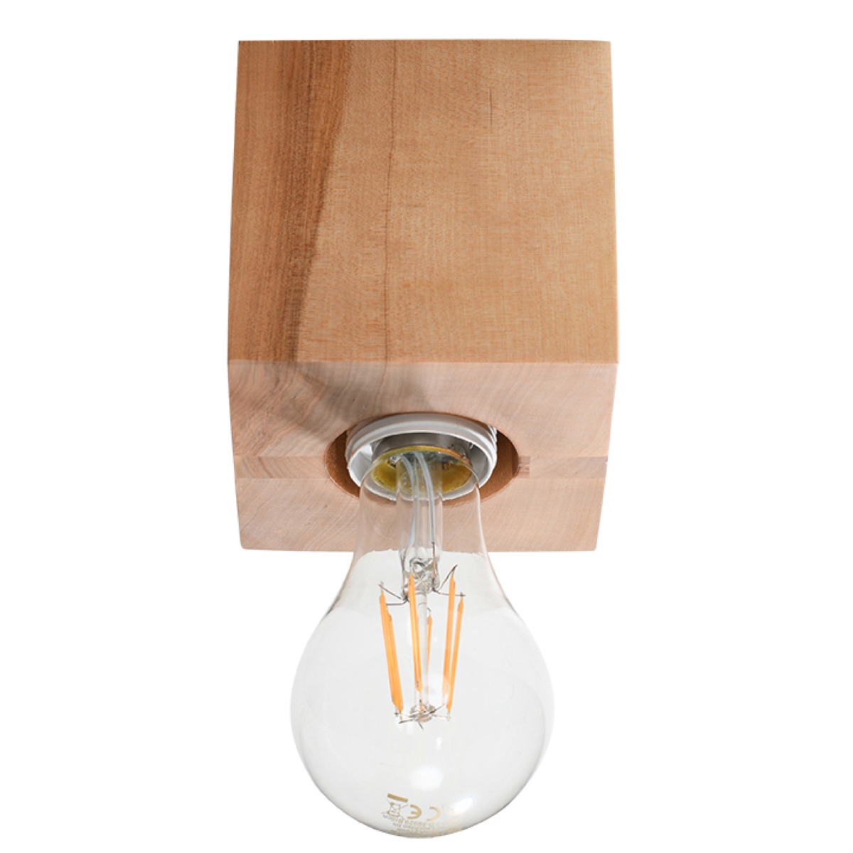 Aeriz Square Natural Wood Ceiling Lamp, 1 Light, 10cm Wide