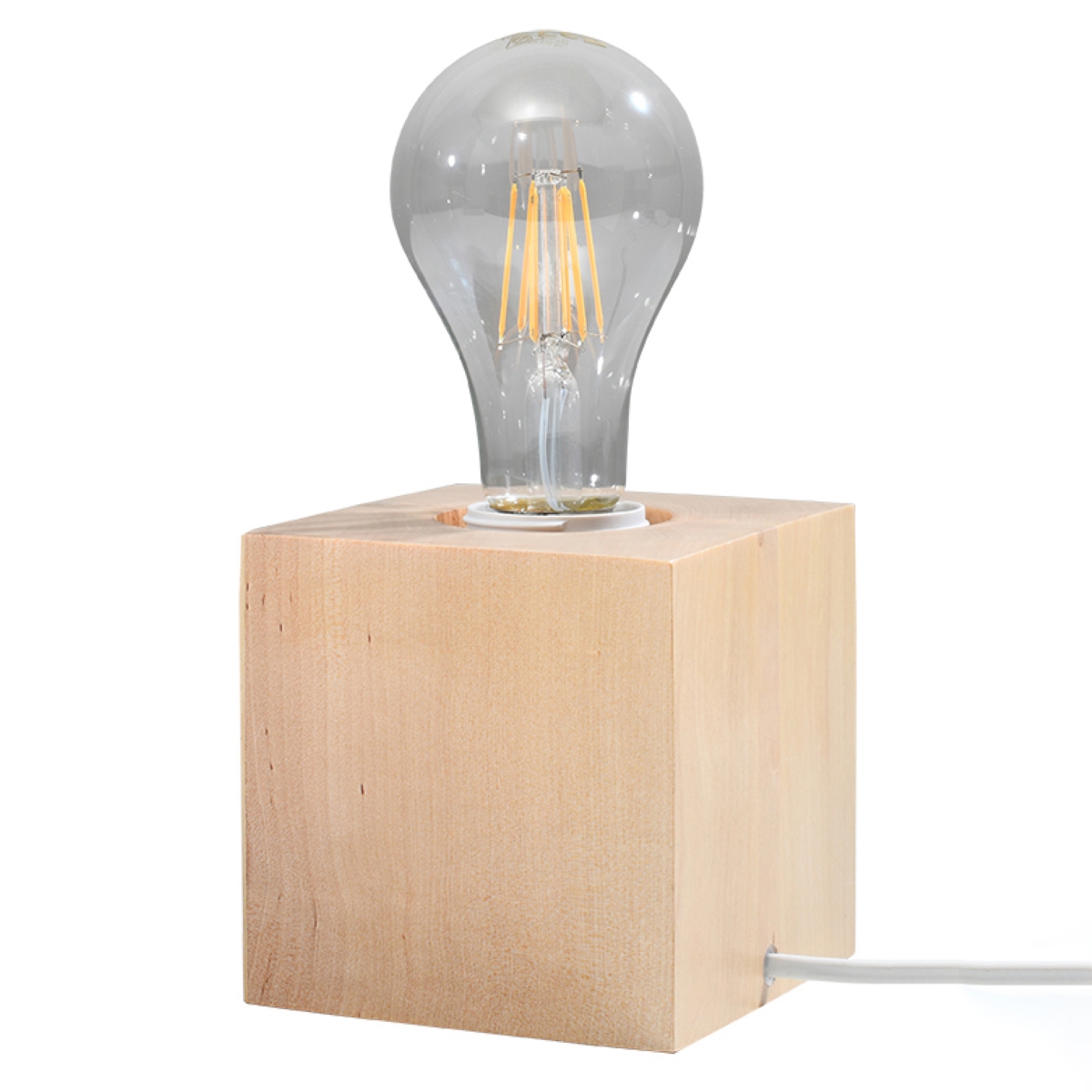 Aeriz Wood Cube Table lamp, 1 Light, Grey, 10cm Wide