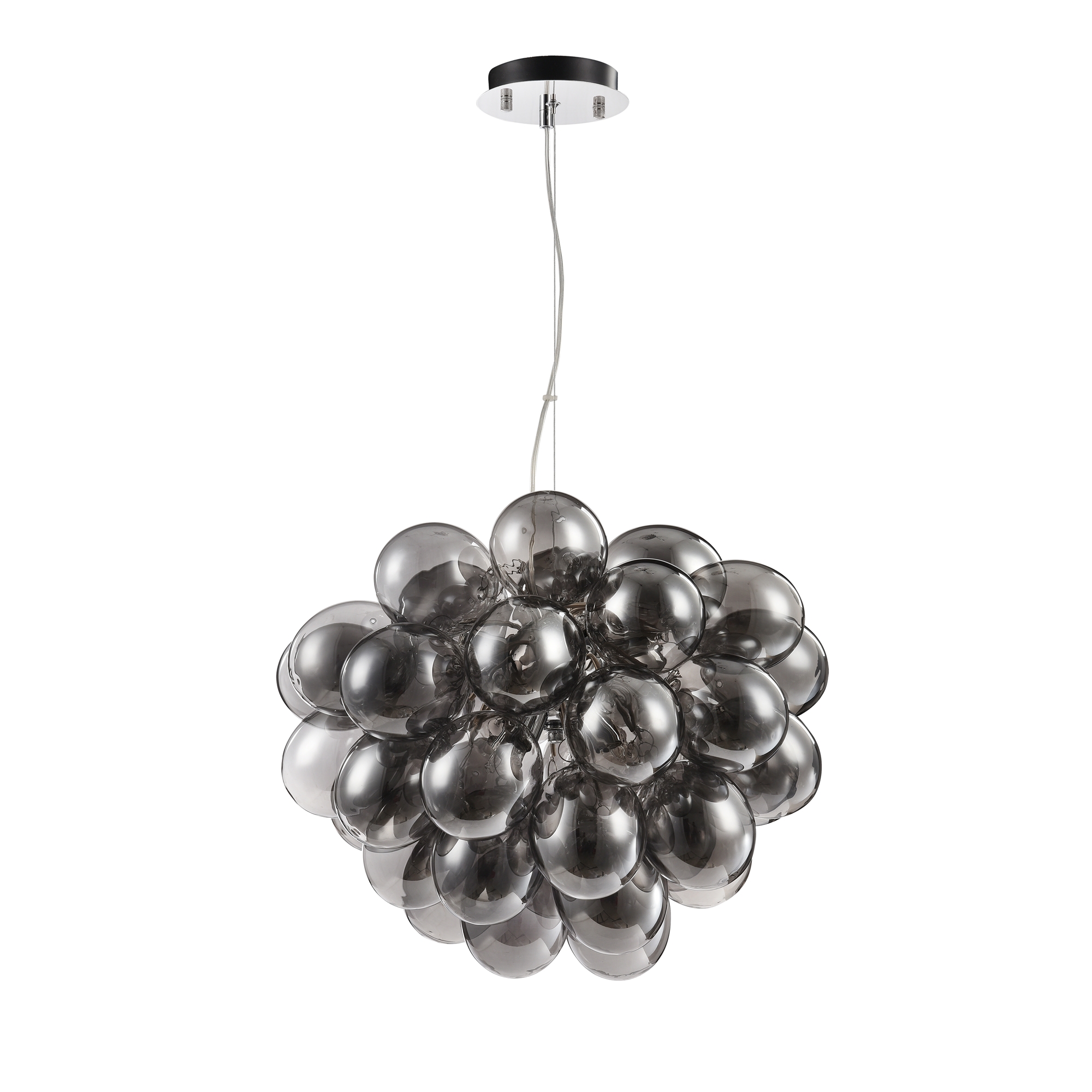 Balbo 8 Lamp Pendant Light, Smoked Glass, Metal, 50cm Wide