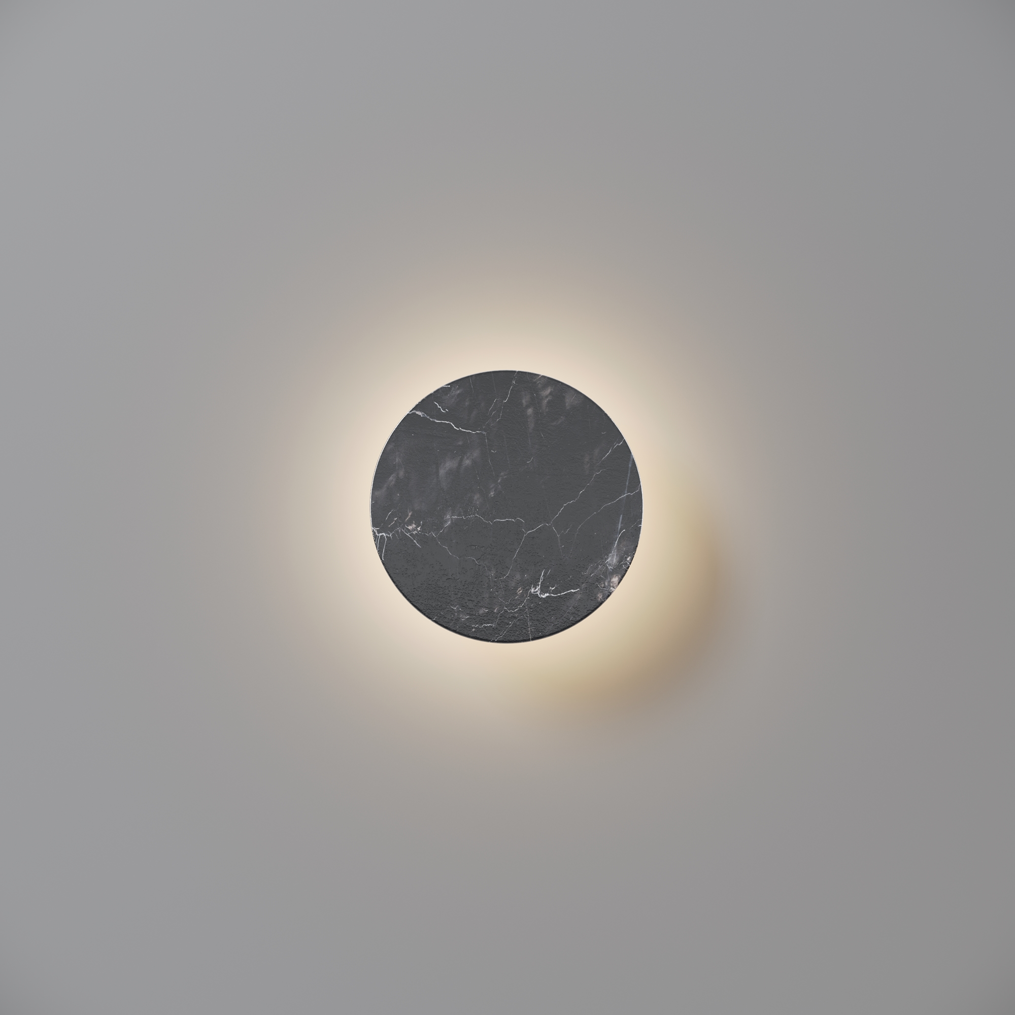 Basic Texture Circular Black Marble Wall Lamp, Colour Switchable LED, Warm White - Cool White