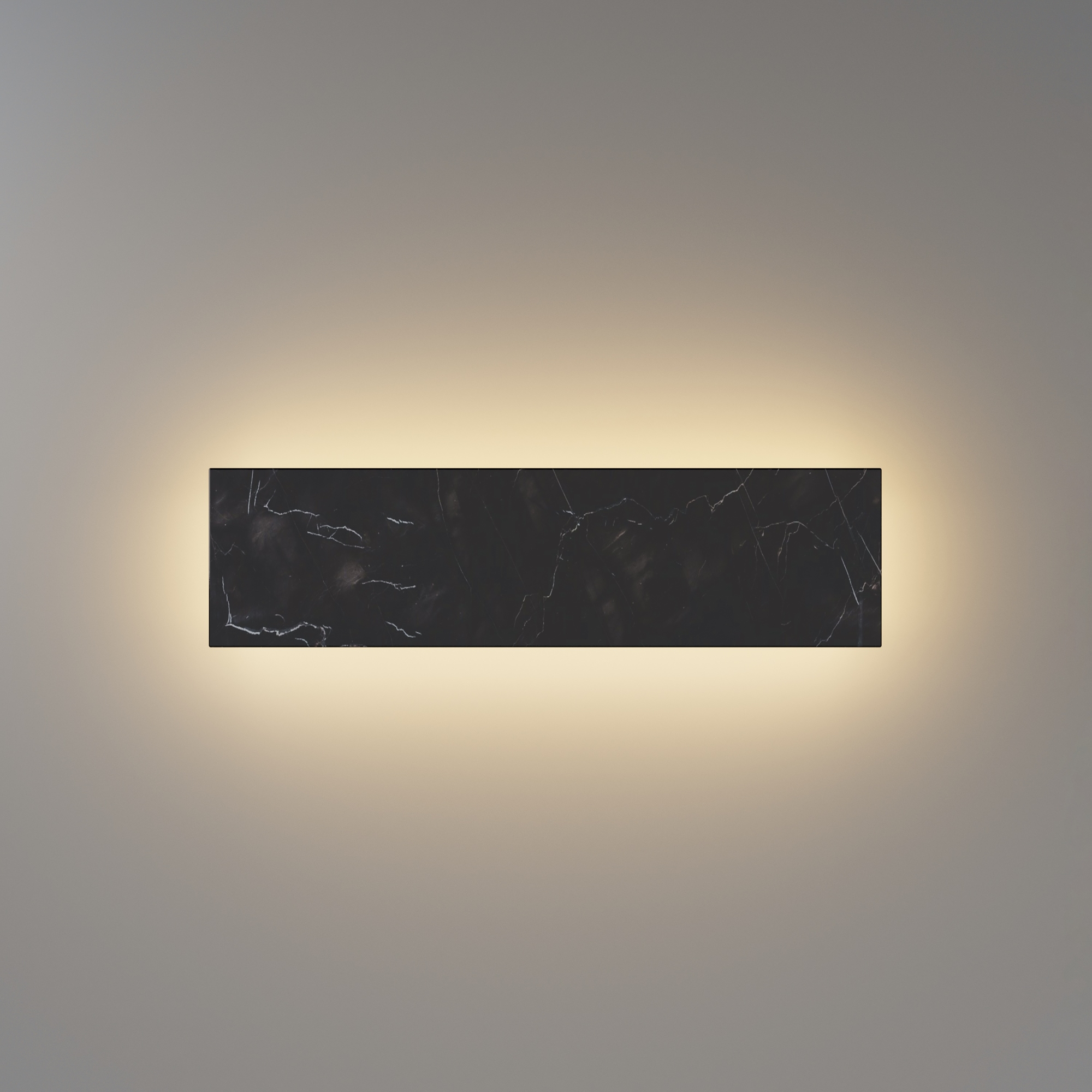 Basic Texture Rectangle Black Marble Wall Light, Colour Switchable LED, Warm White - Cool White