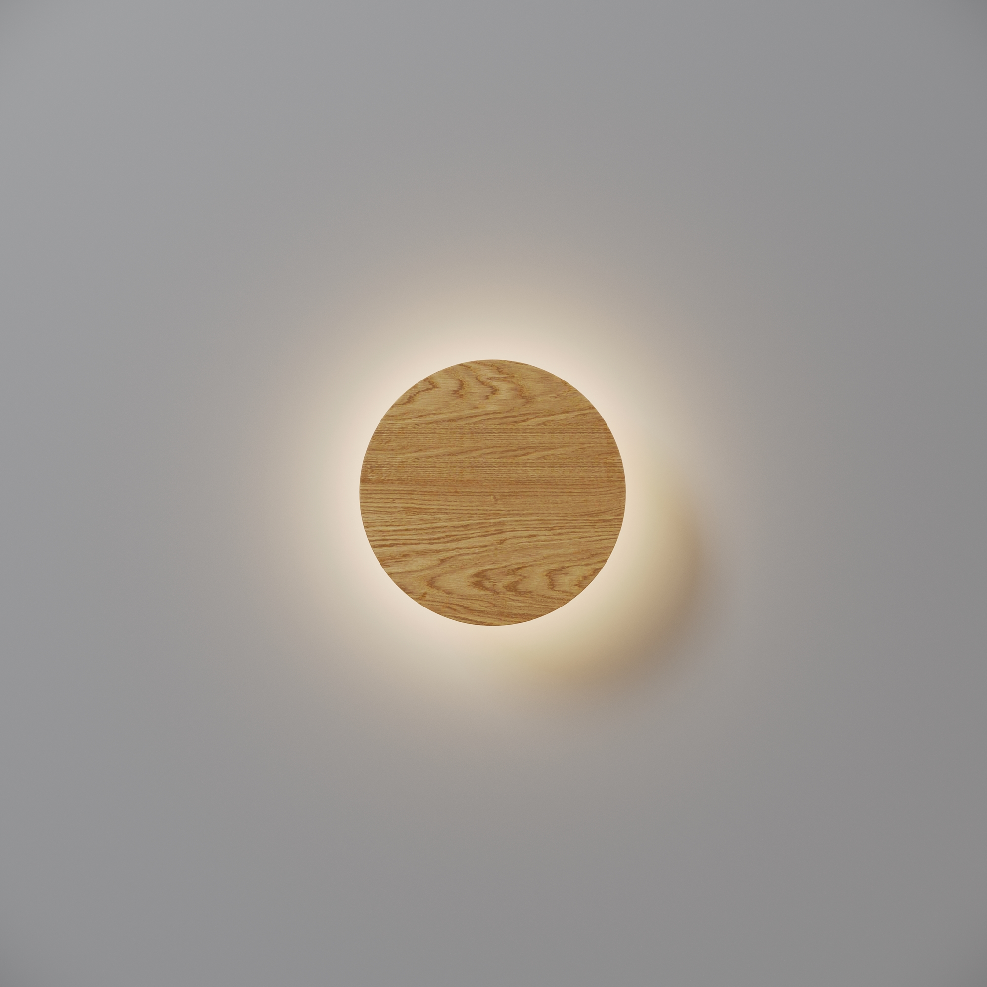 Basic Texture Circular Wood Wall Lamp, Colour Switchable LED, Warm White - Cool White