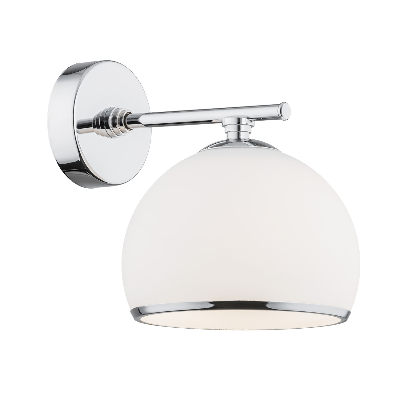 Bella Wall Light, Chrome Metal, Opal Glass, 1 Lamp, 18cm Wide