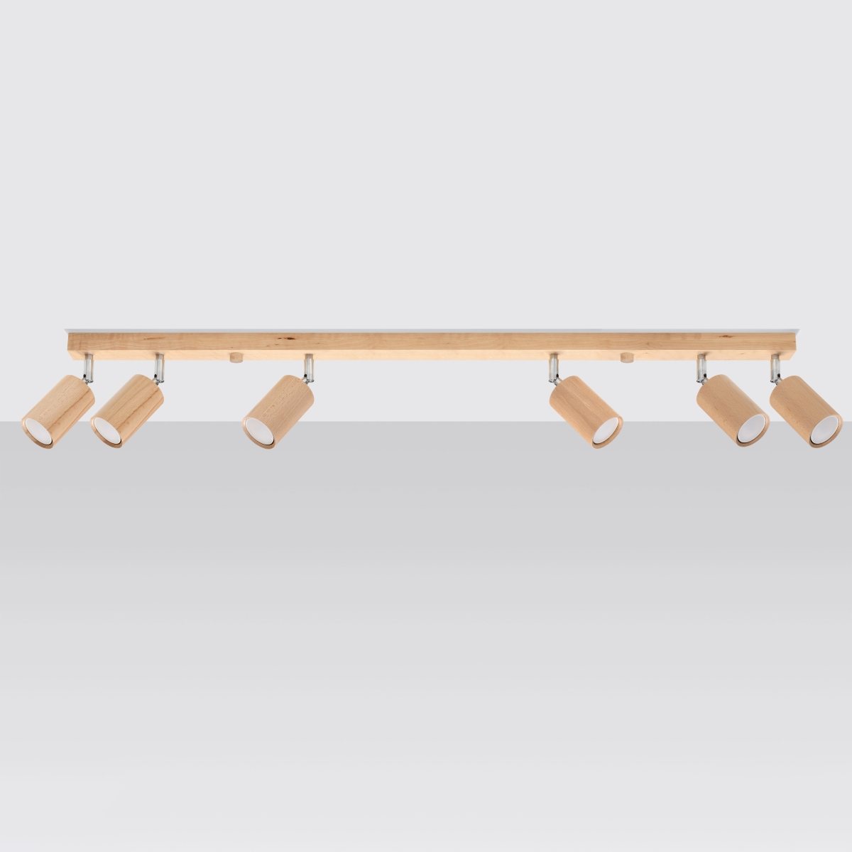 Beryen Oak Wood Ceiling Spotlight Bar, 6 Light, GU10, Adjustable Heads, 120cm Length
