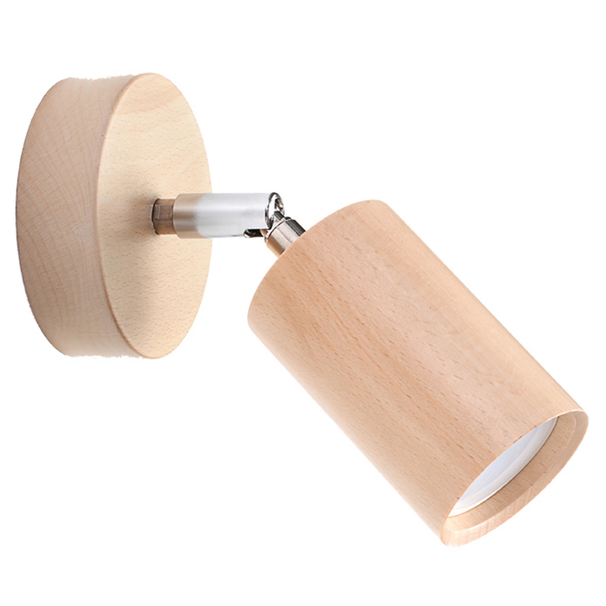 Beryen Oak Wood Wall Spotlight, Ceiling Mountable, 1 Light, Adjustable Head, 10cm Wide