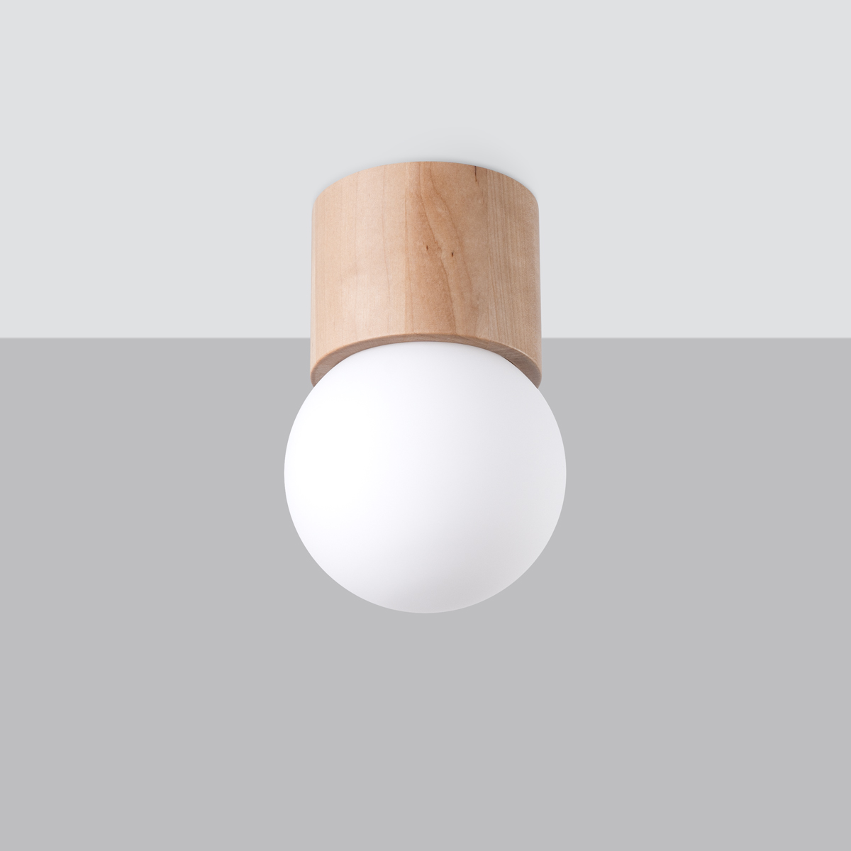 Boma Short Round Ceiling Lamp, White Glass Globe, 1 Light, 12cm Diameter