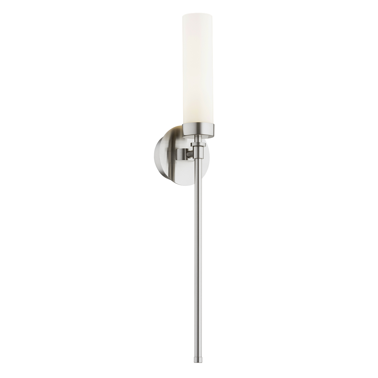 Brezton Long Single Wall Light, Brushed Nickel, Frosted Glass, Steel, 10cm Wide