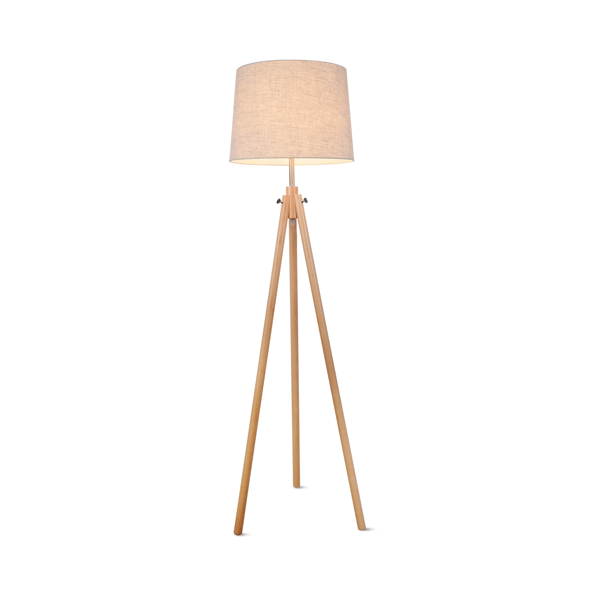Calvin Light Wood Floor lamp, Beige Fabric Shade, 157.20cm Height