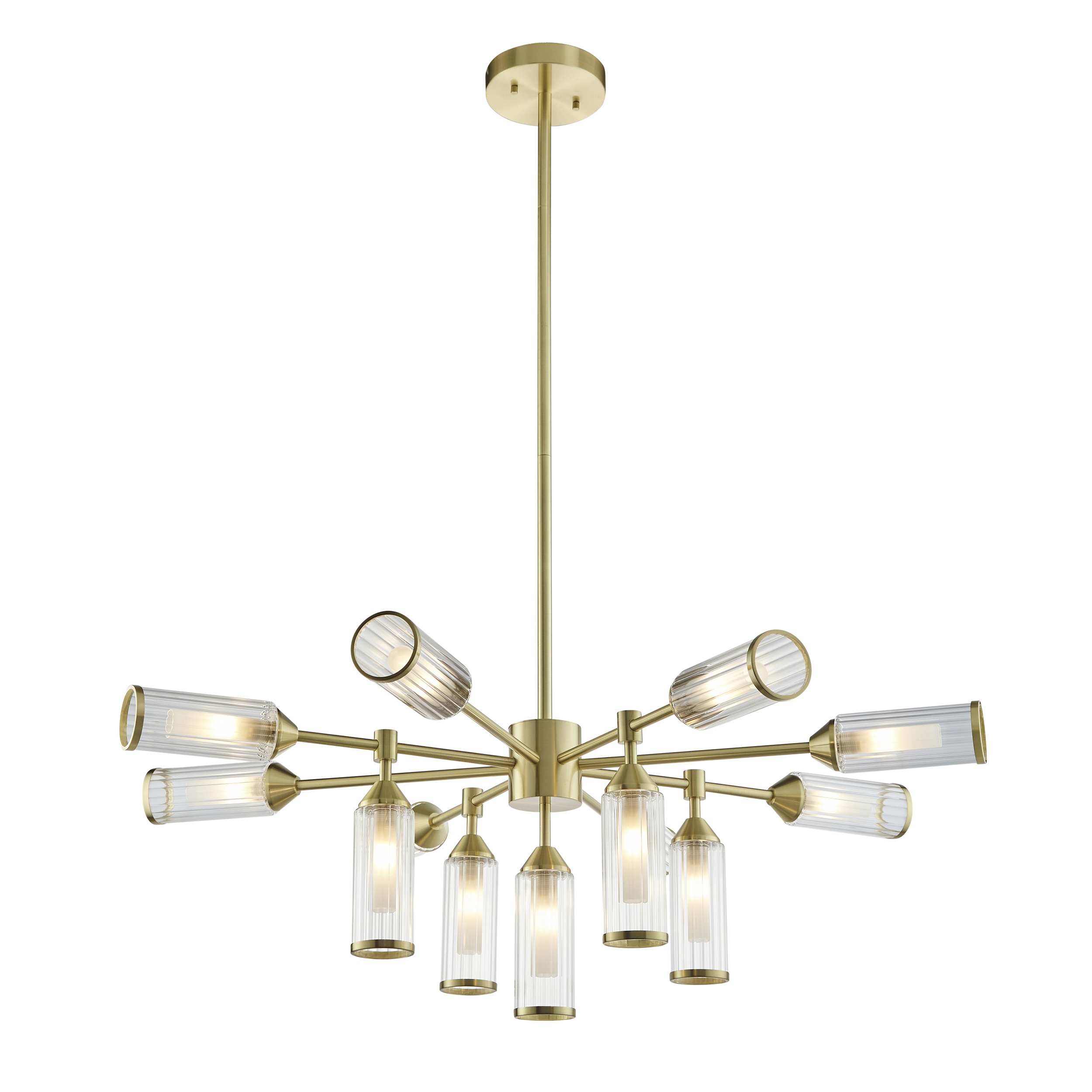 Mauris Chandelier, Brass, Glass, 13 Light, 89.3cm