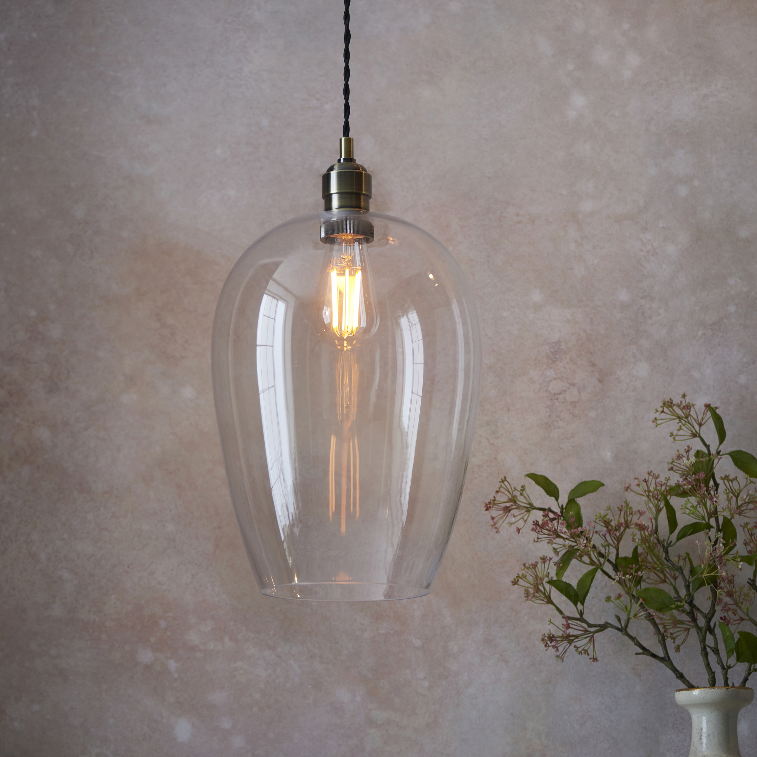 Nova Large Pendant Lamp, Antique Brass, 25cm