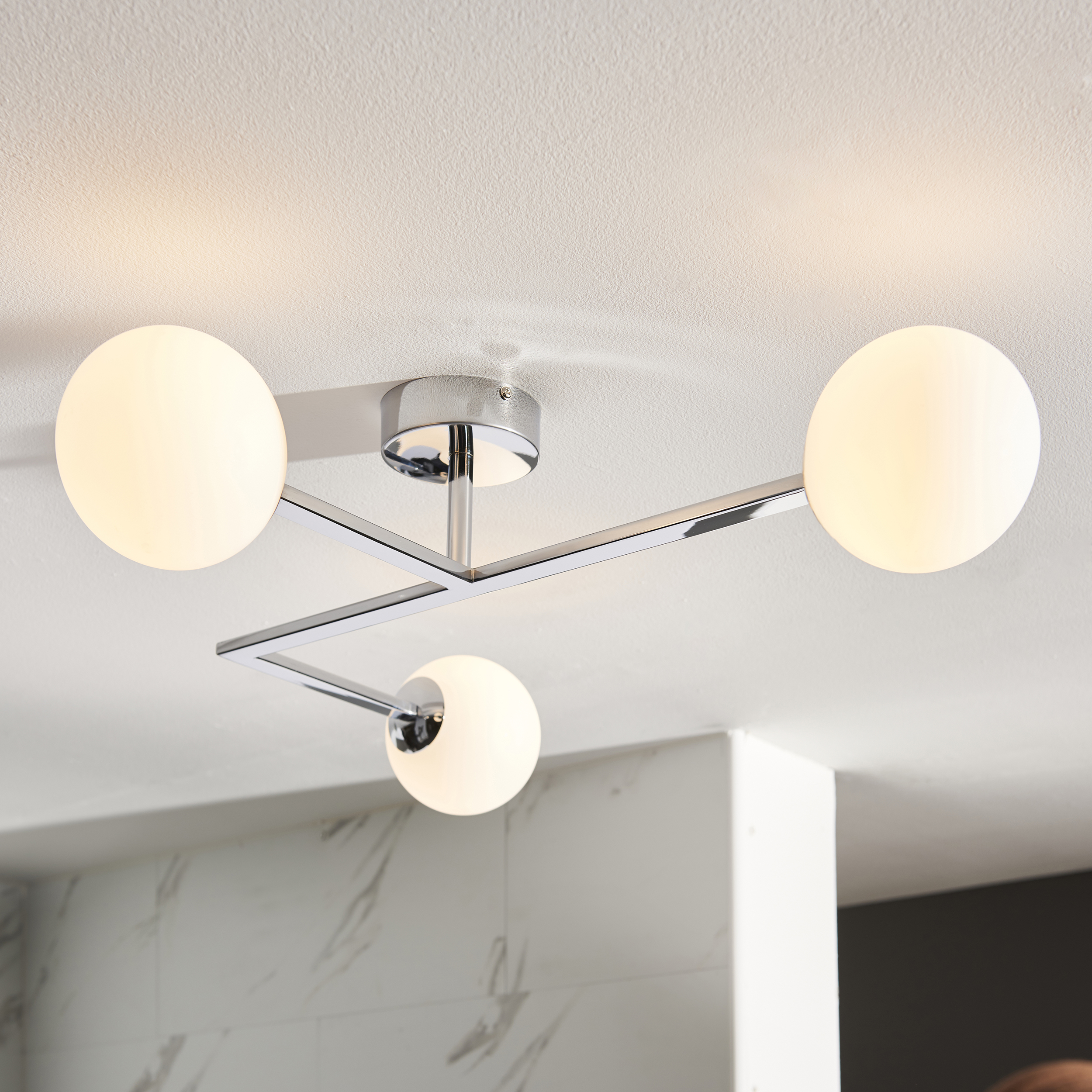 Ando Ceiling Light, Semi Flush 3 Lamp, Chrome, IP44