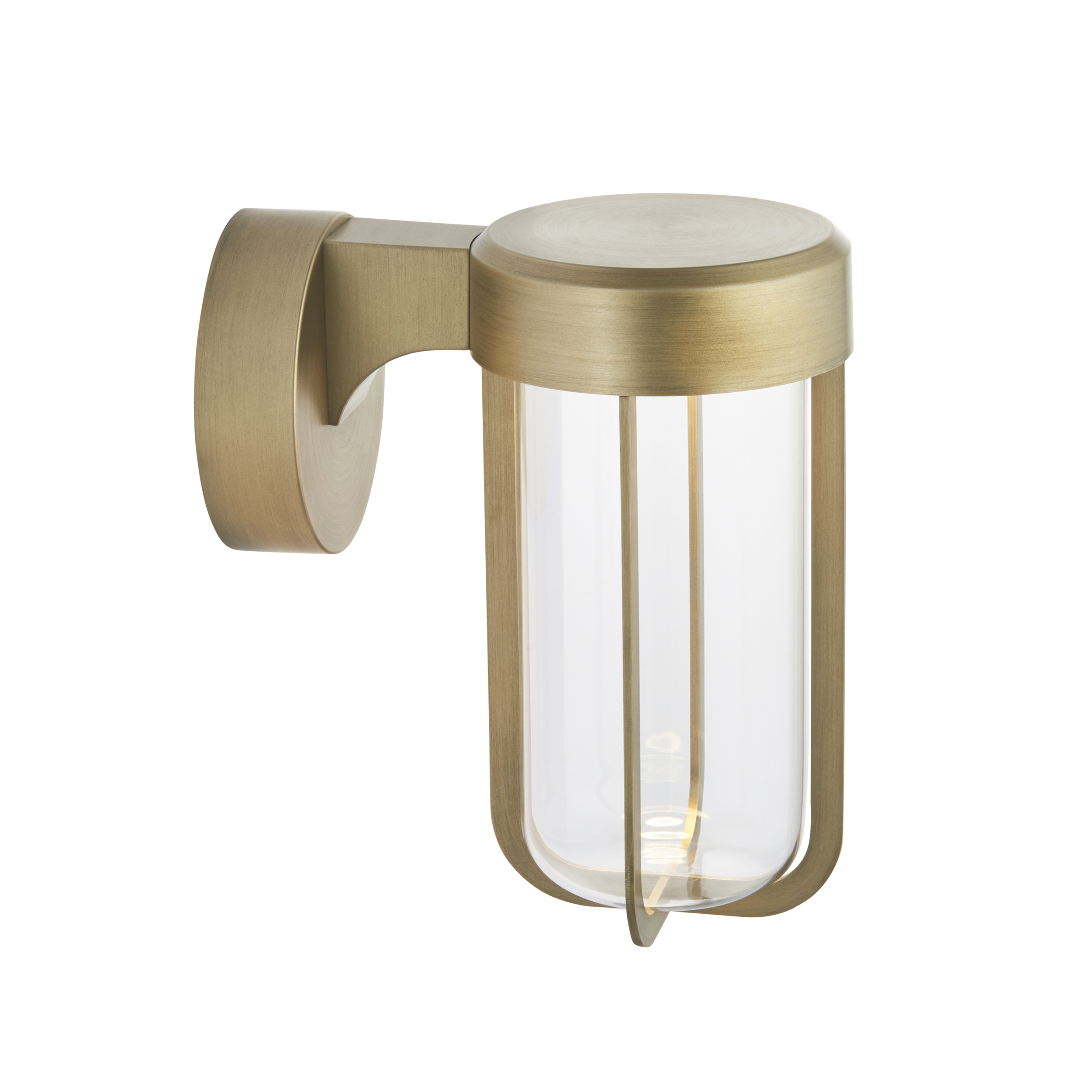 Usto LED Wall Light, Brushed Gold, Clear Glass, IP44