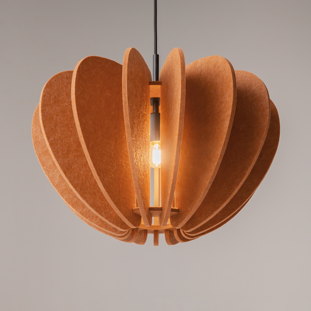 Cambio Felt Terracotta Pendant Light, Black Metal, 1 Lamp, 47.5 Diameter
