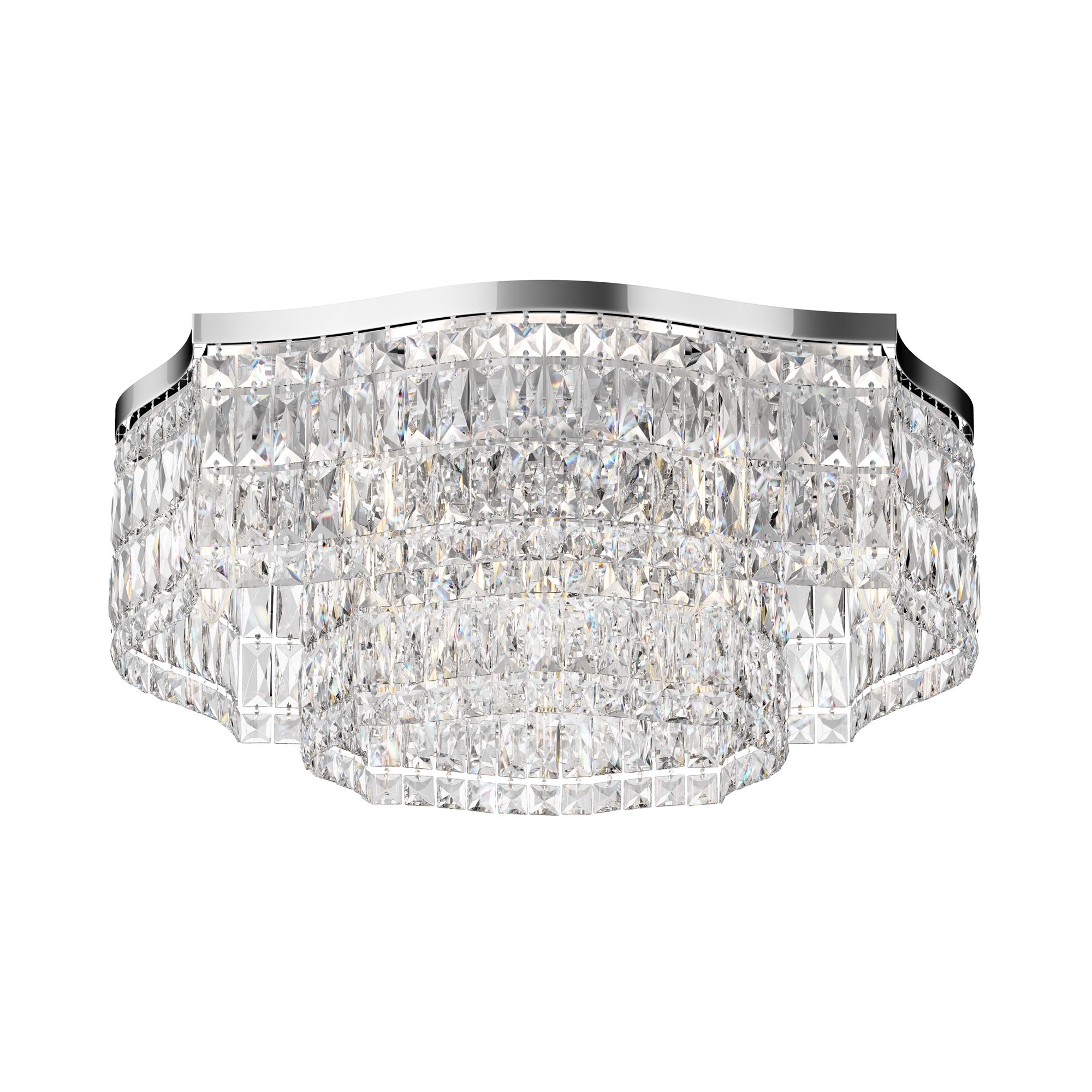Dune 10 Lamp Ceiling Lamp, Chrome, Clear Crystal Glass, 60cm Wide