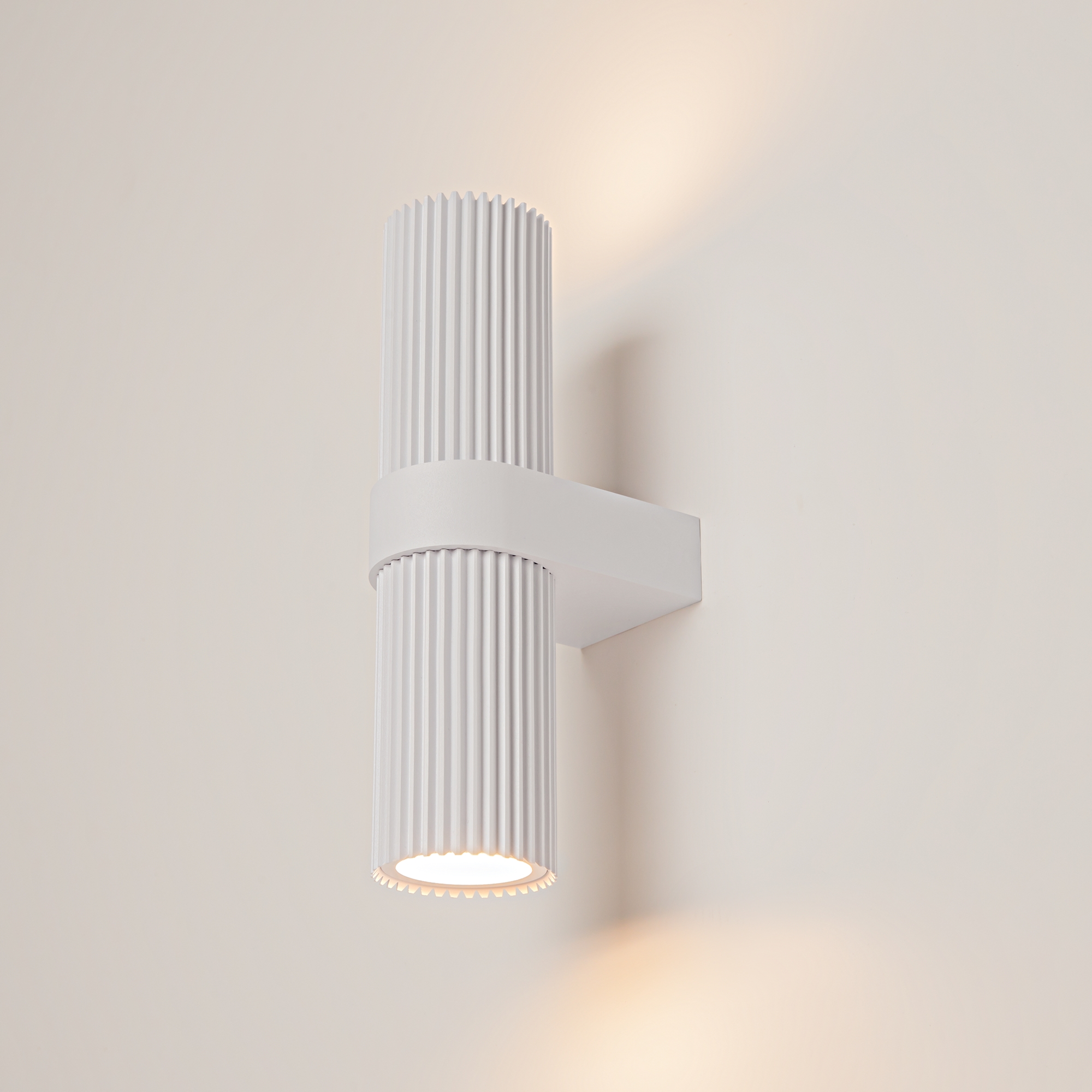 Dynamics Up & Down Wall Light, White, 2 Lamp, Metal, 6cm Wide