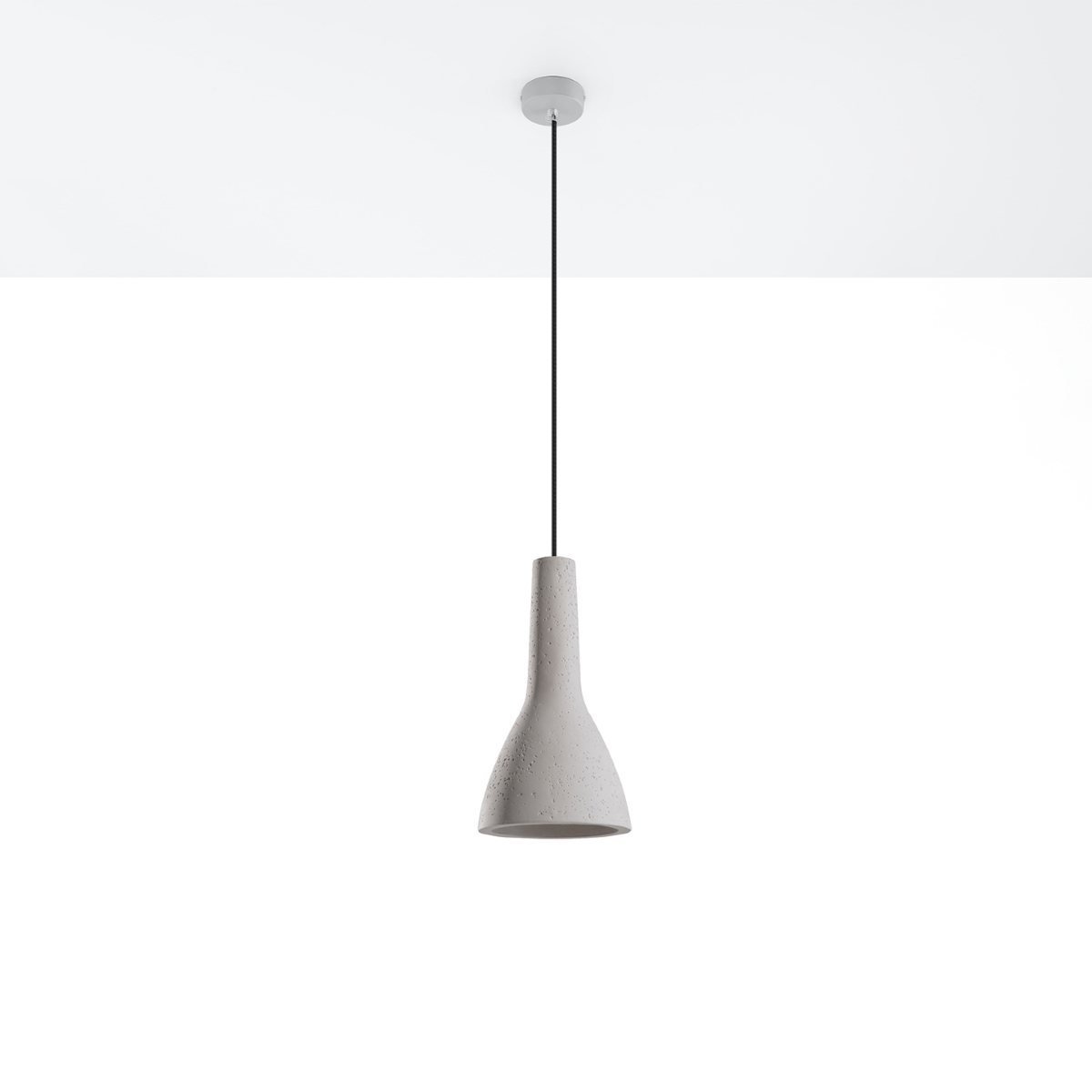 Ompoli Fluted Pendant Lamp, Grey Concrete, 1 Light, 17cm Diameter