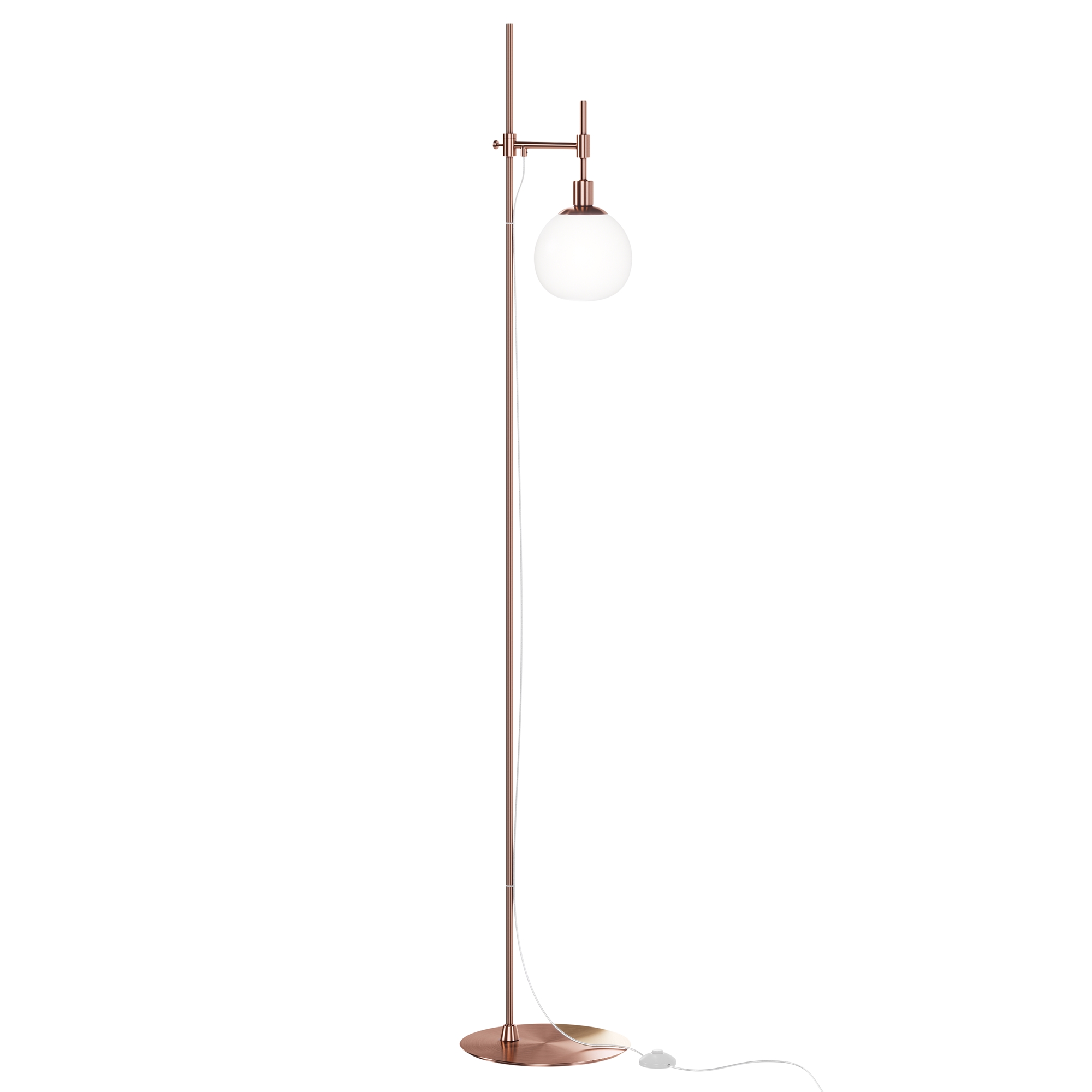 Erich Brass Floor lamp, Metal, Opal Glass, 155cm Height