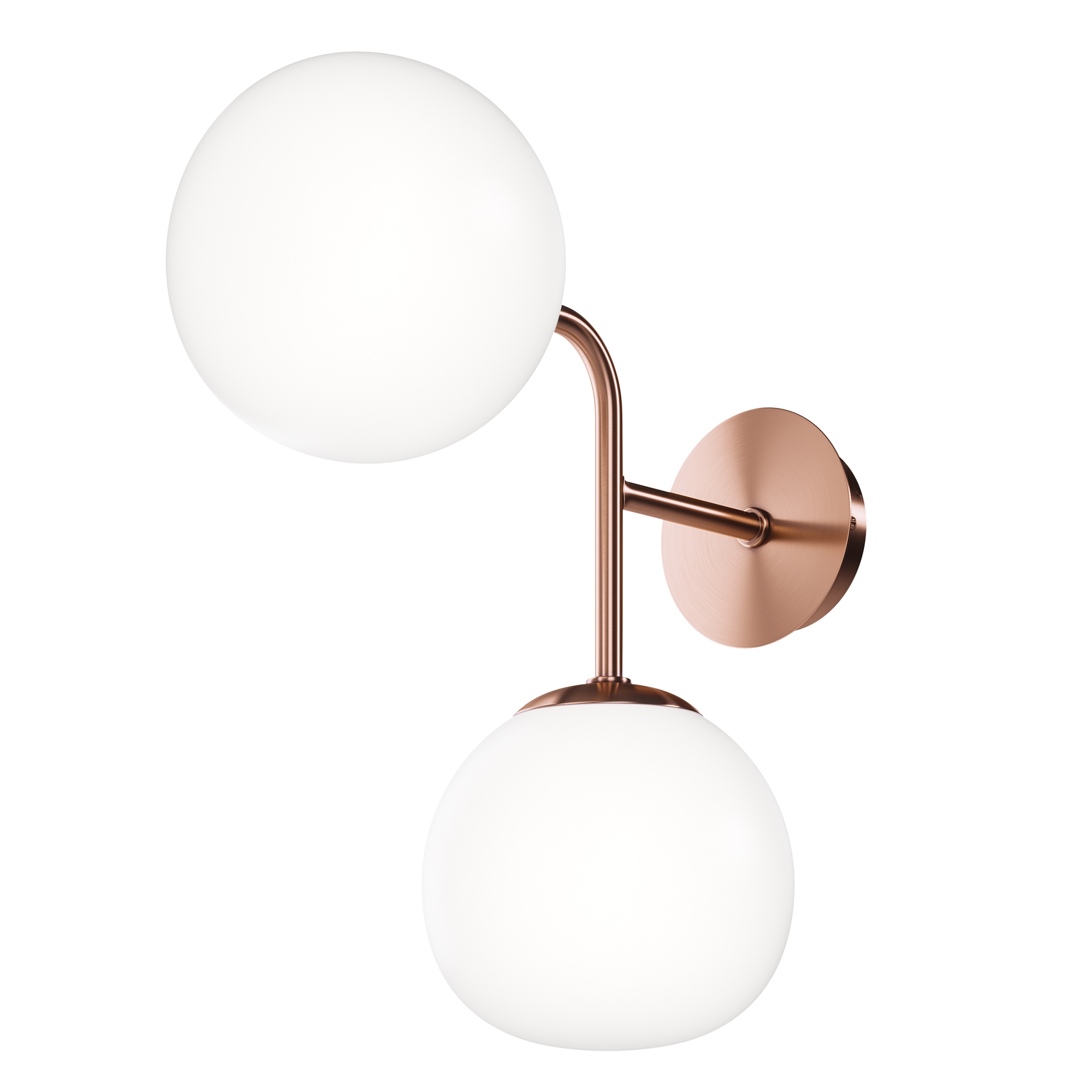 Erich 2 Lamp Wall Light, Brass Metal, Opal Glass, 15cm Wide