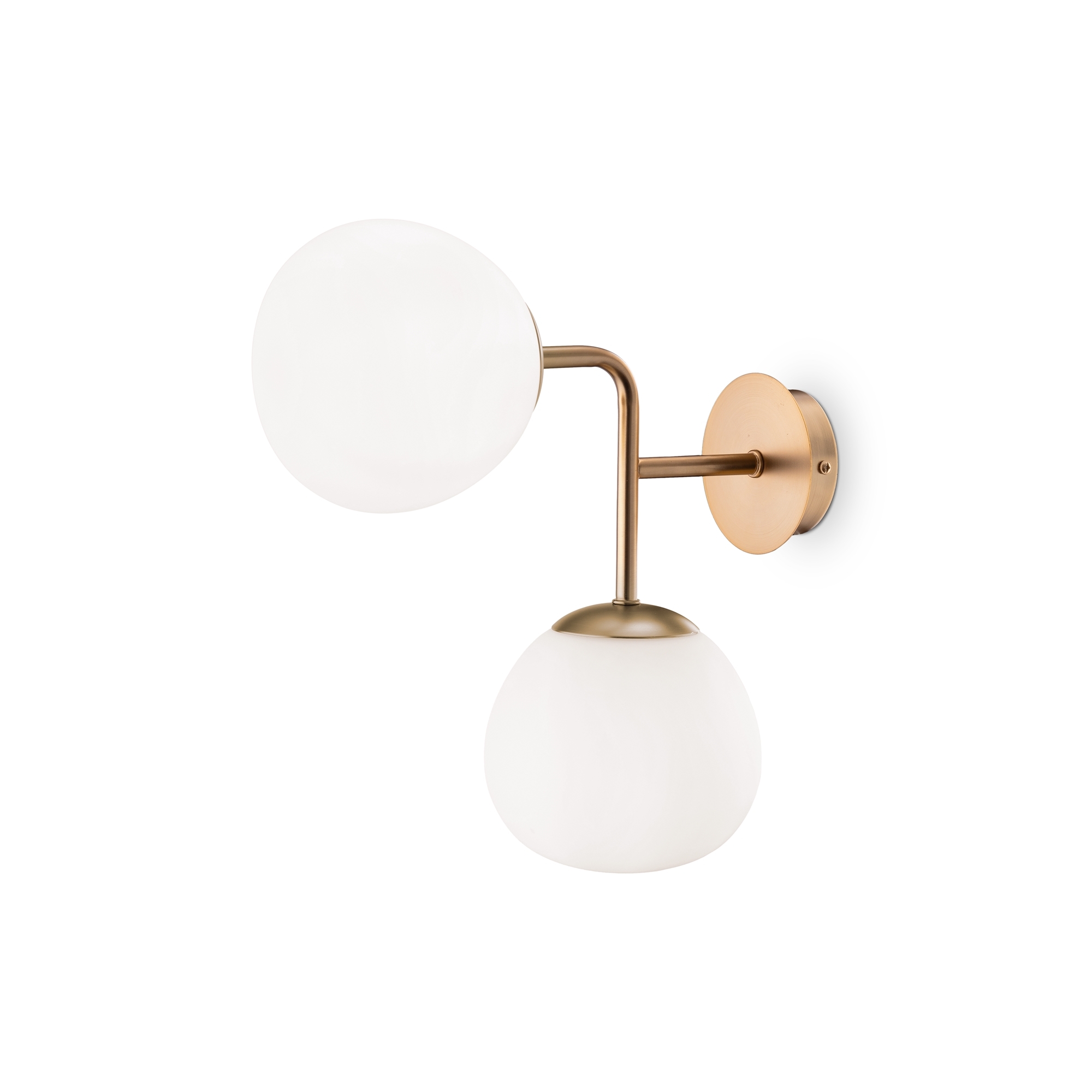 Erich 2 Light Wall Light, Gold Metal, Opal Glass, 15cm Wide