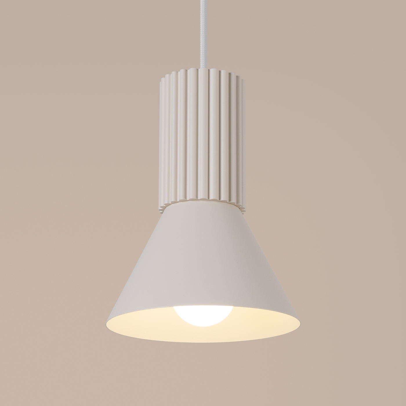 Vestra Beige 1 Light Pendant Lamp, Metal, 14cm Diameter