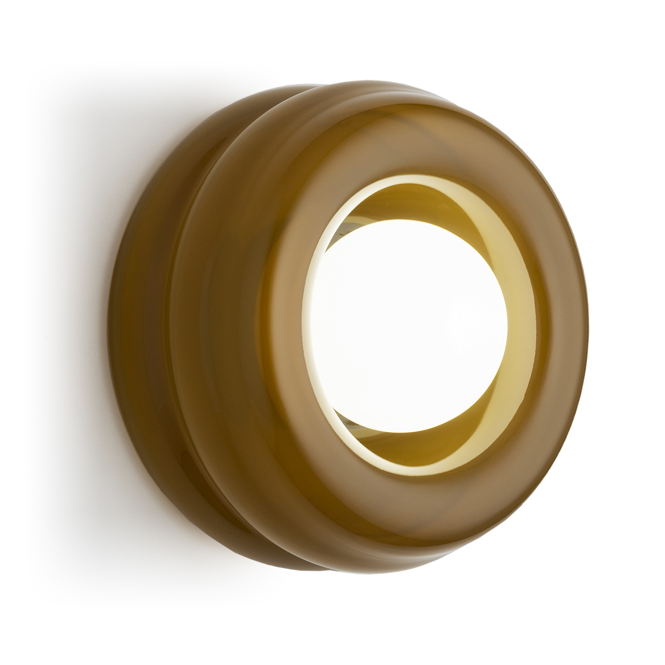 Evo Circular Wall Lamp, Amber & Opal Glass, 19cm Width, 1 Light