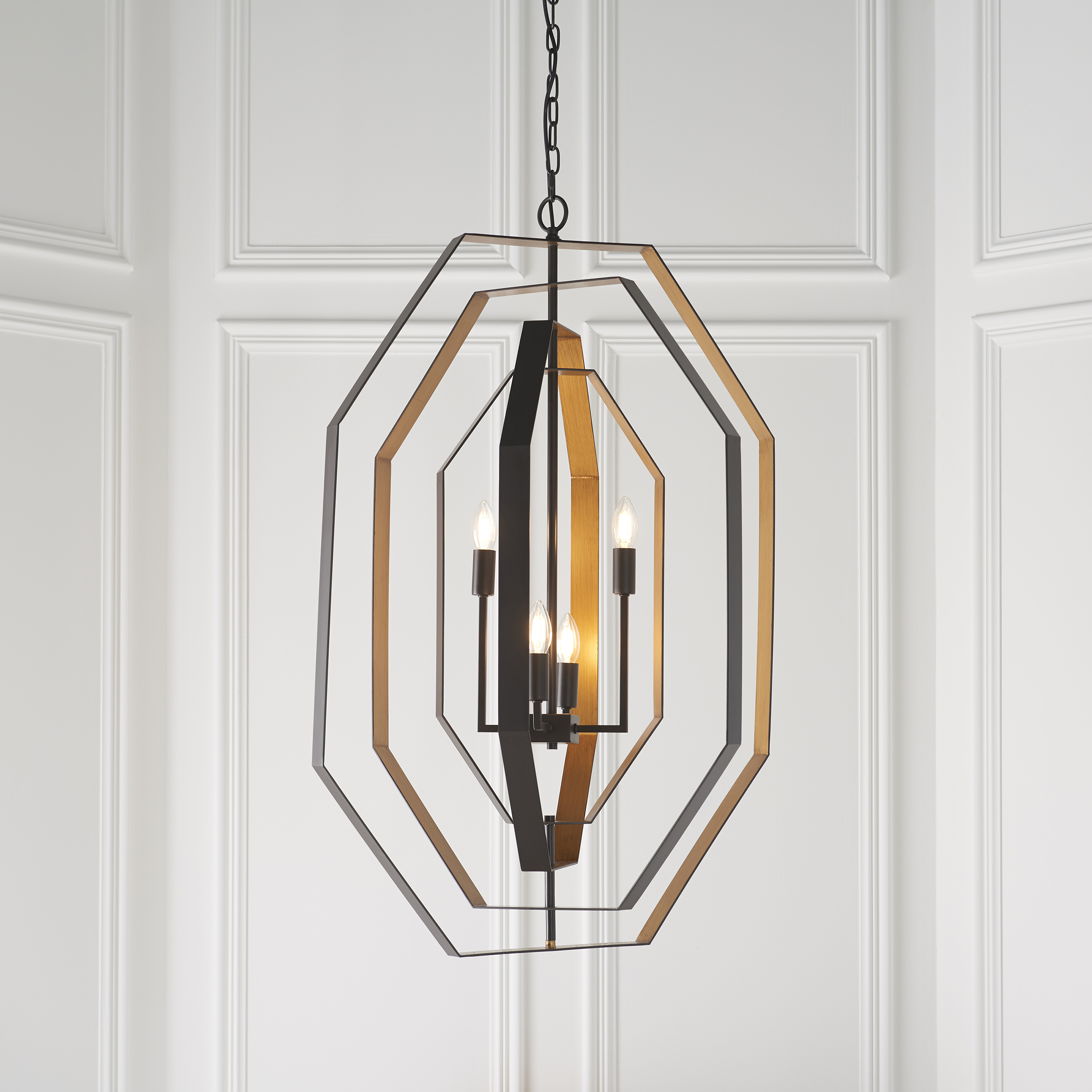 Viverra Chandelier, Bronze & Gold, Geometric Shape, XL, 64cm