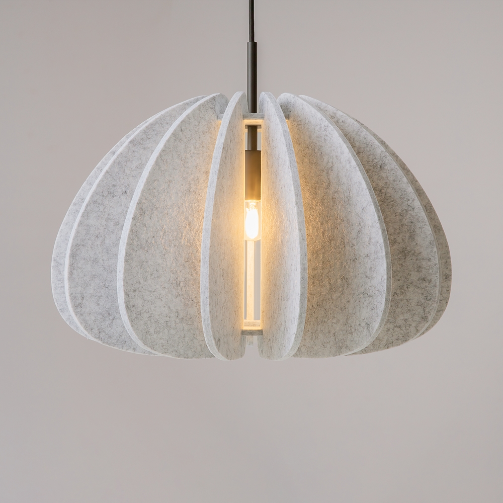 Cambio Felt Silver Pendant Light, Black Metal, 1 Light, 47.5 Diameter
