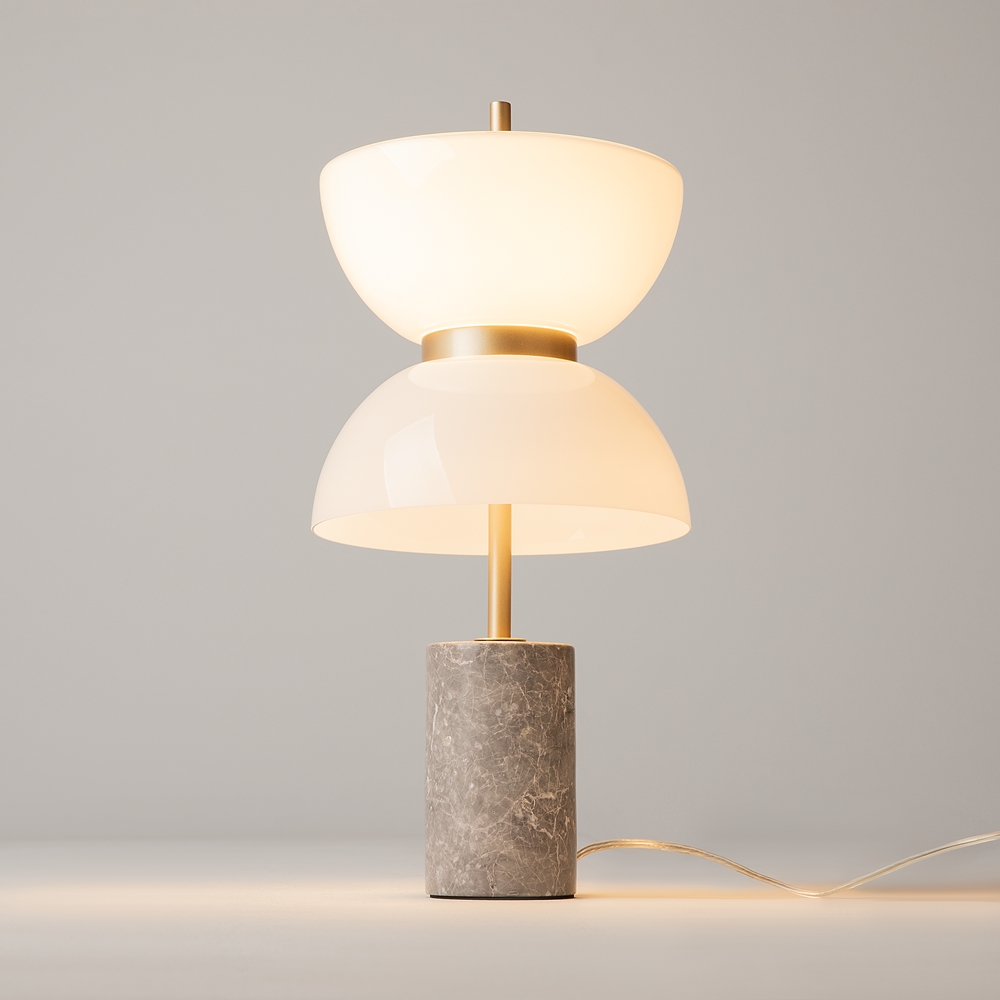 Kyoto Gold & Grey LED Table Lamp, 1 Light, Glass, 46cm Height