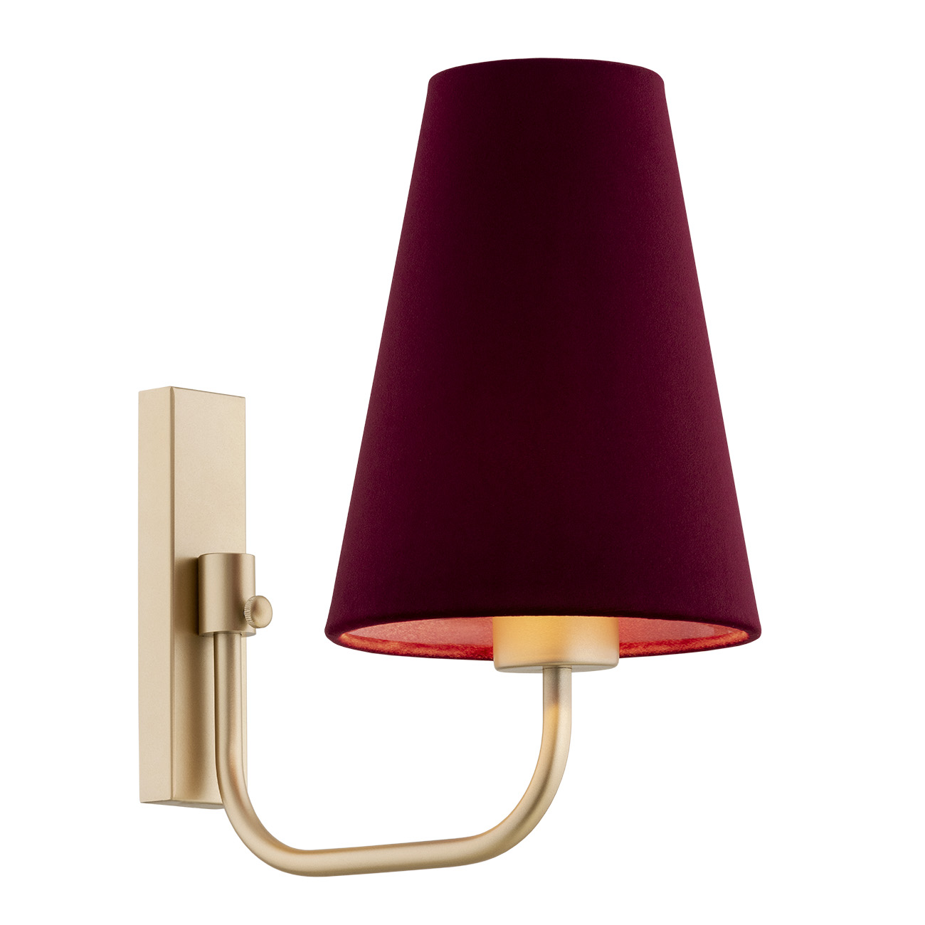Fiano Wall Lamp, 1 Lamp, Gold, Burgundy Shade
