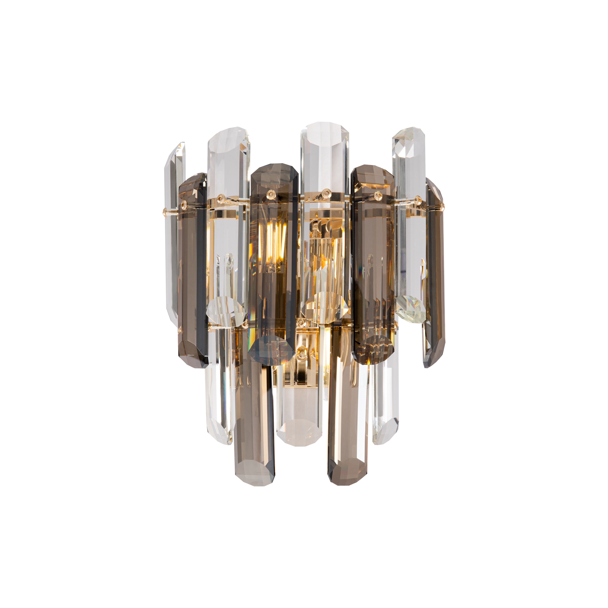 Flare Wall Light, Gold Metal, Smoked And Clear Crystal Glass, 22.30 Wide