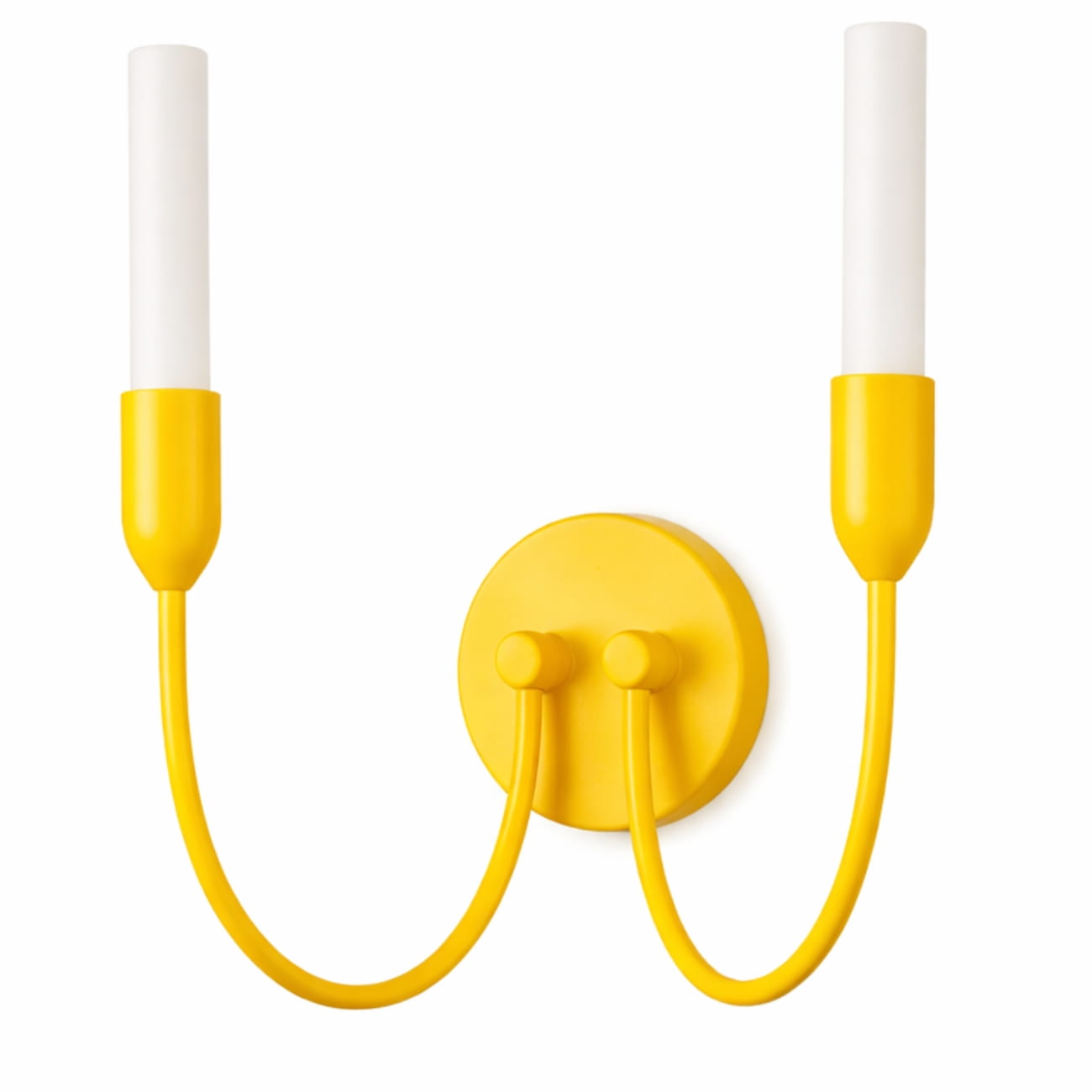 Argust Yellow Wall Lamp, 2 Light, Steel, White Gloss Glass Shades, 21cm Wide