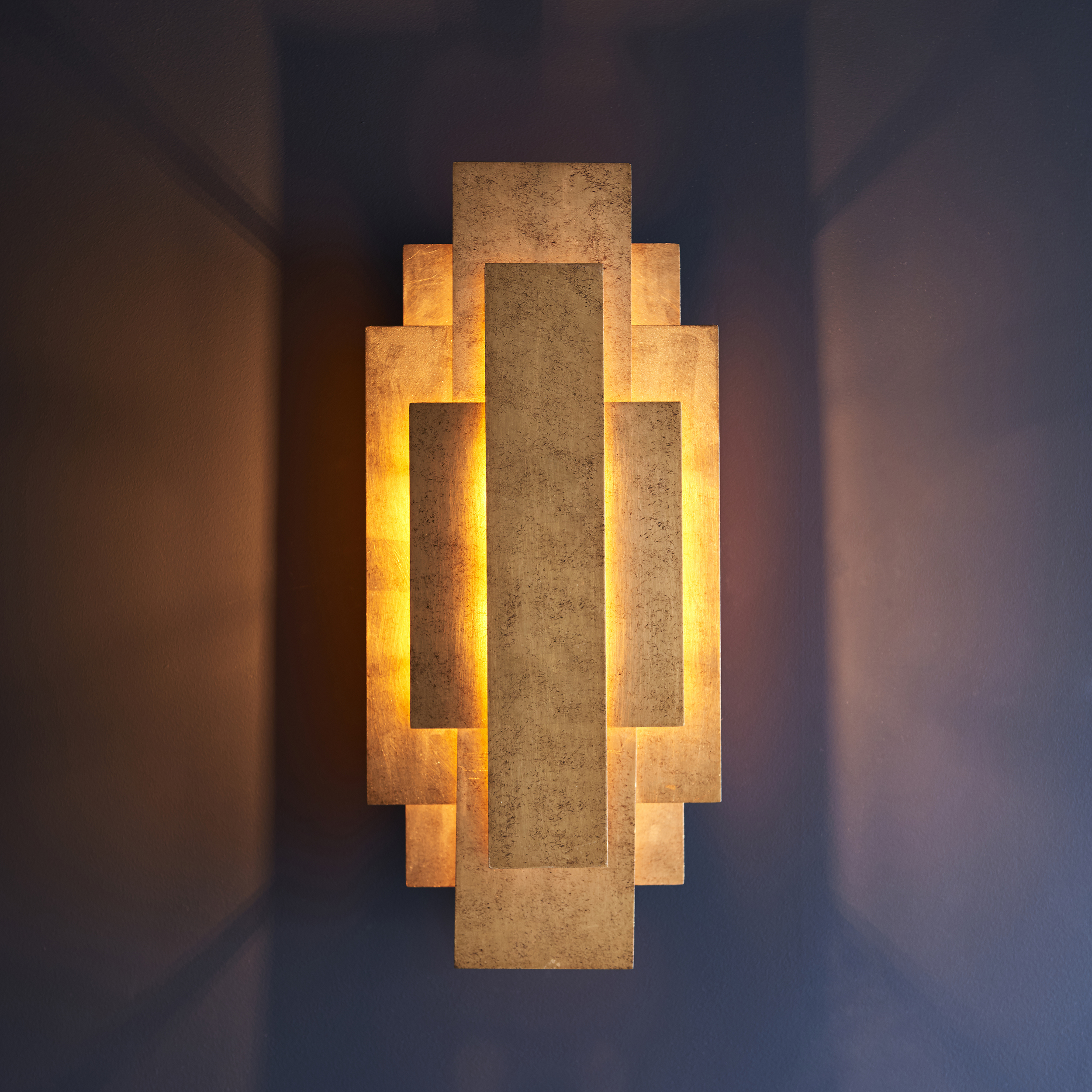 Platea Wall Lamp, Gold, Rectangle, 2 Light