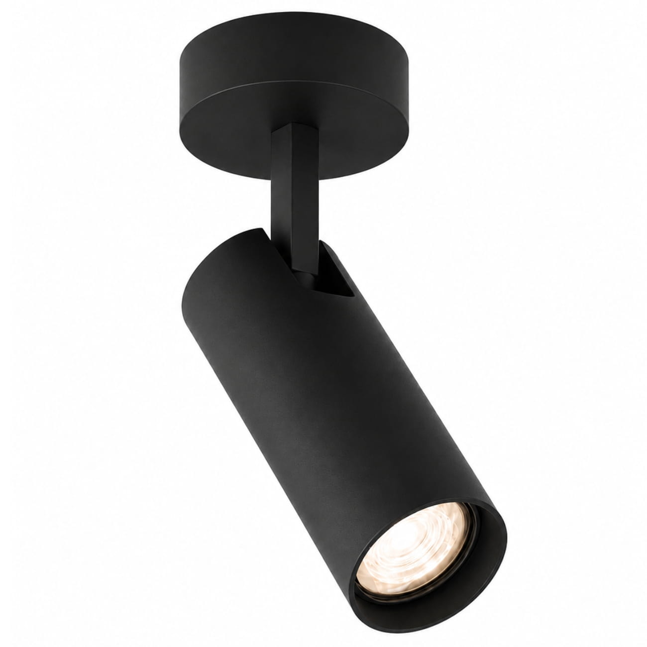 Lensa Black Surface Mounted Adjustable Ceiling Spotlight, Wall Mountable, 1 Light, GU10, 8cm Wide