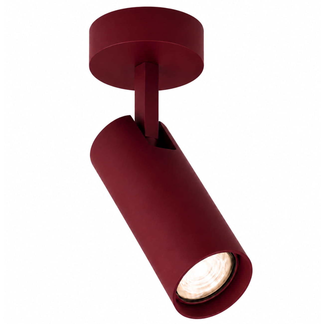 Lensa Burugndy Surface Mounted Adjustable Ceiling Spotlight, Wall Mountable, 1 Light, GU10, 8cm Wide