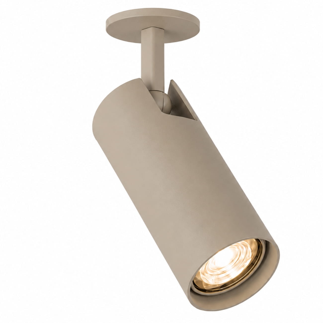 Lensa Taupe Recessed Adjustable Ceiling Spotlight, 1 Lamp, GU10, 8cm Wide