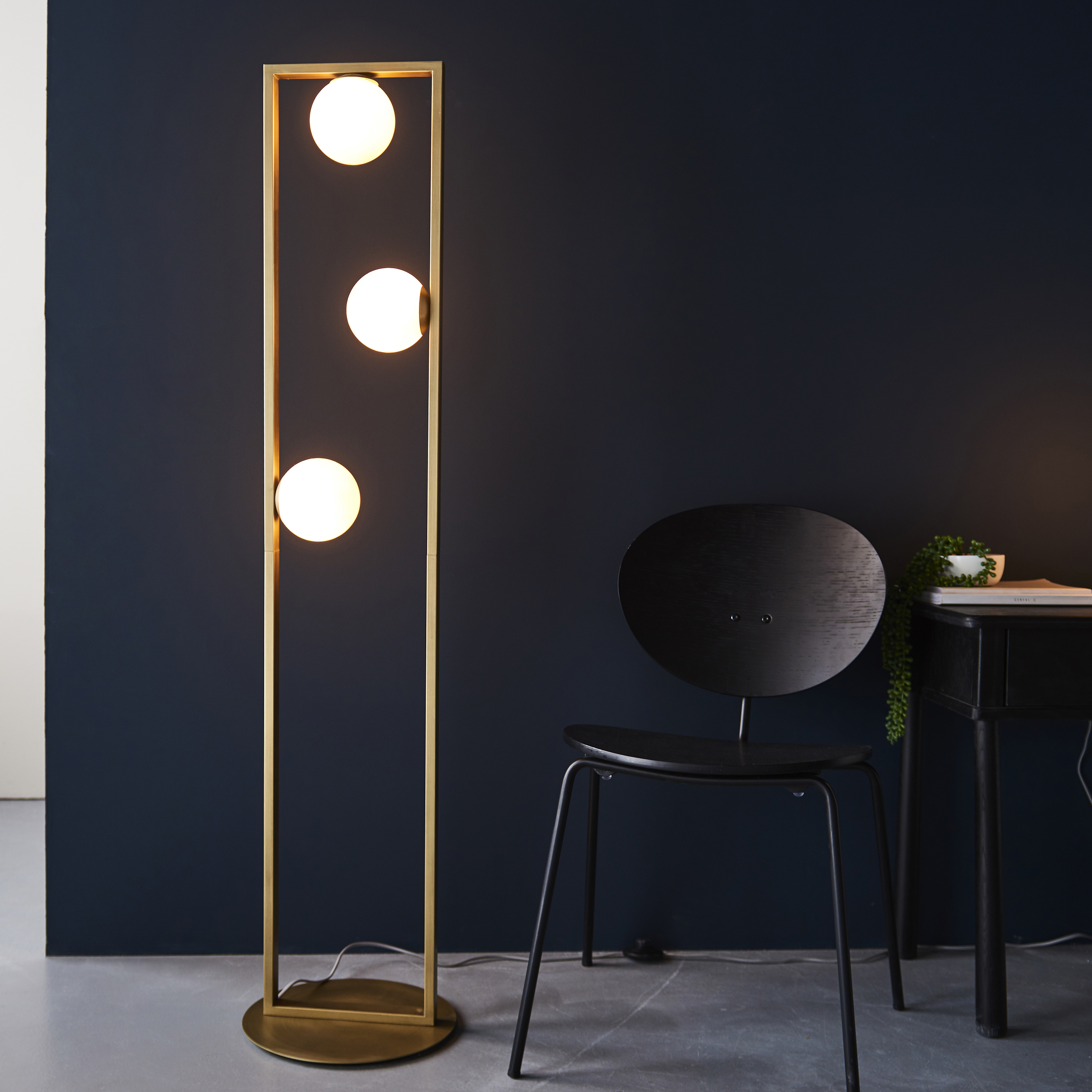 Etiam Floor Lamp, Gold, Opal Glass, 3 Lights