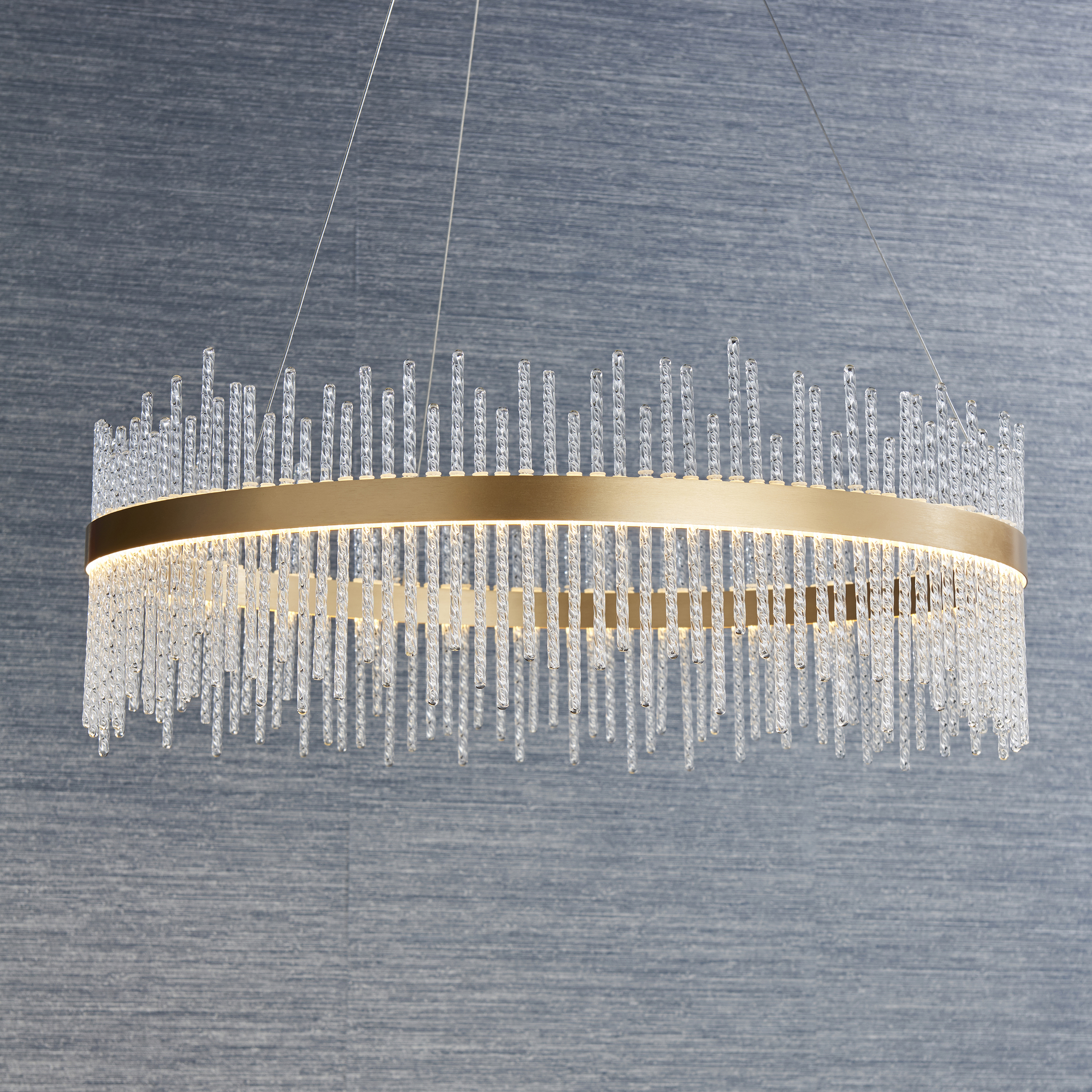 Netus Pendant Light, LED, Gold, Ring, Glass, 70cm