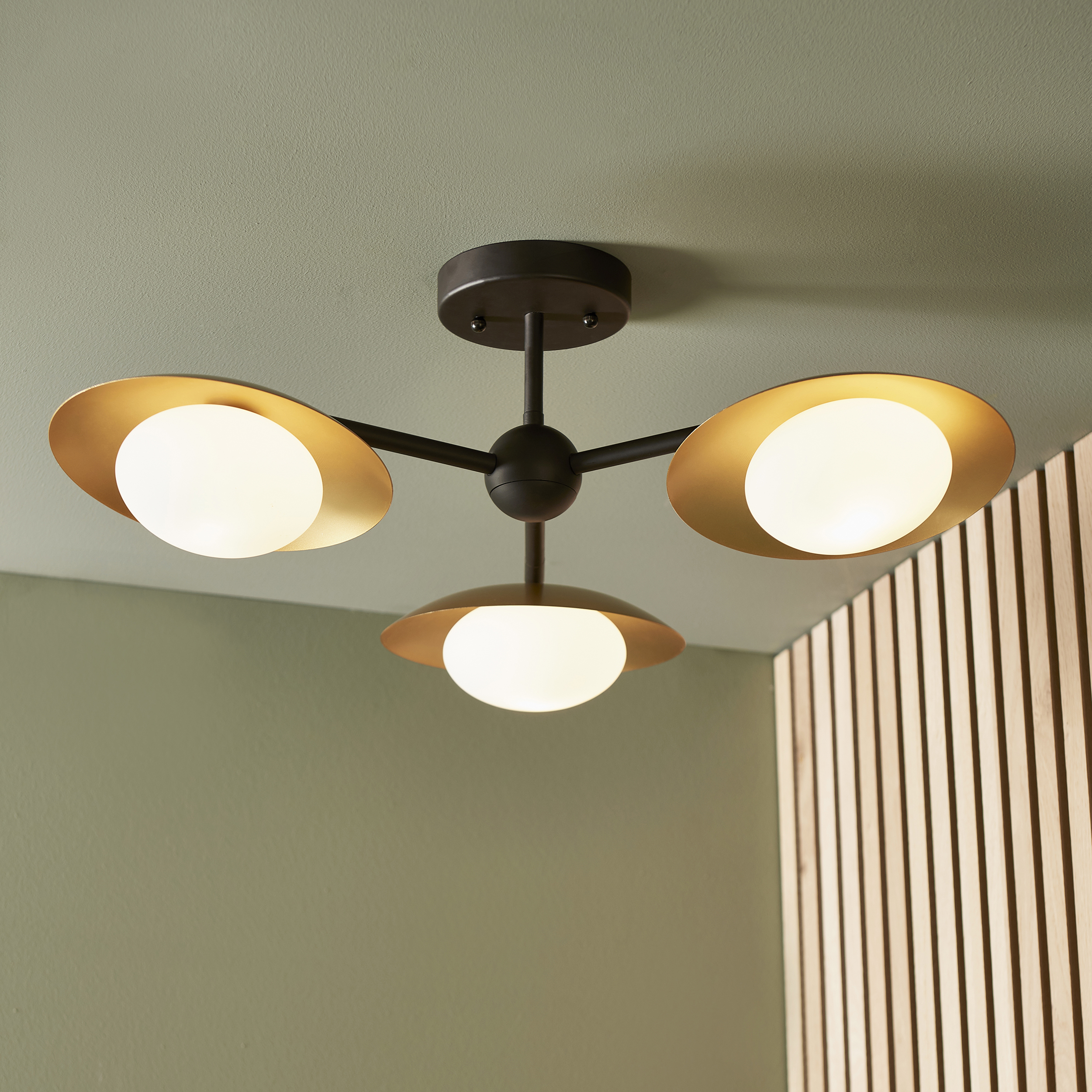 Arcu Ceiling Light, Semi Flush, Gold, Bronze, 3 Lamp