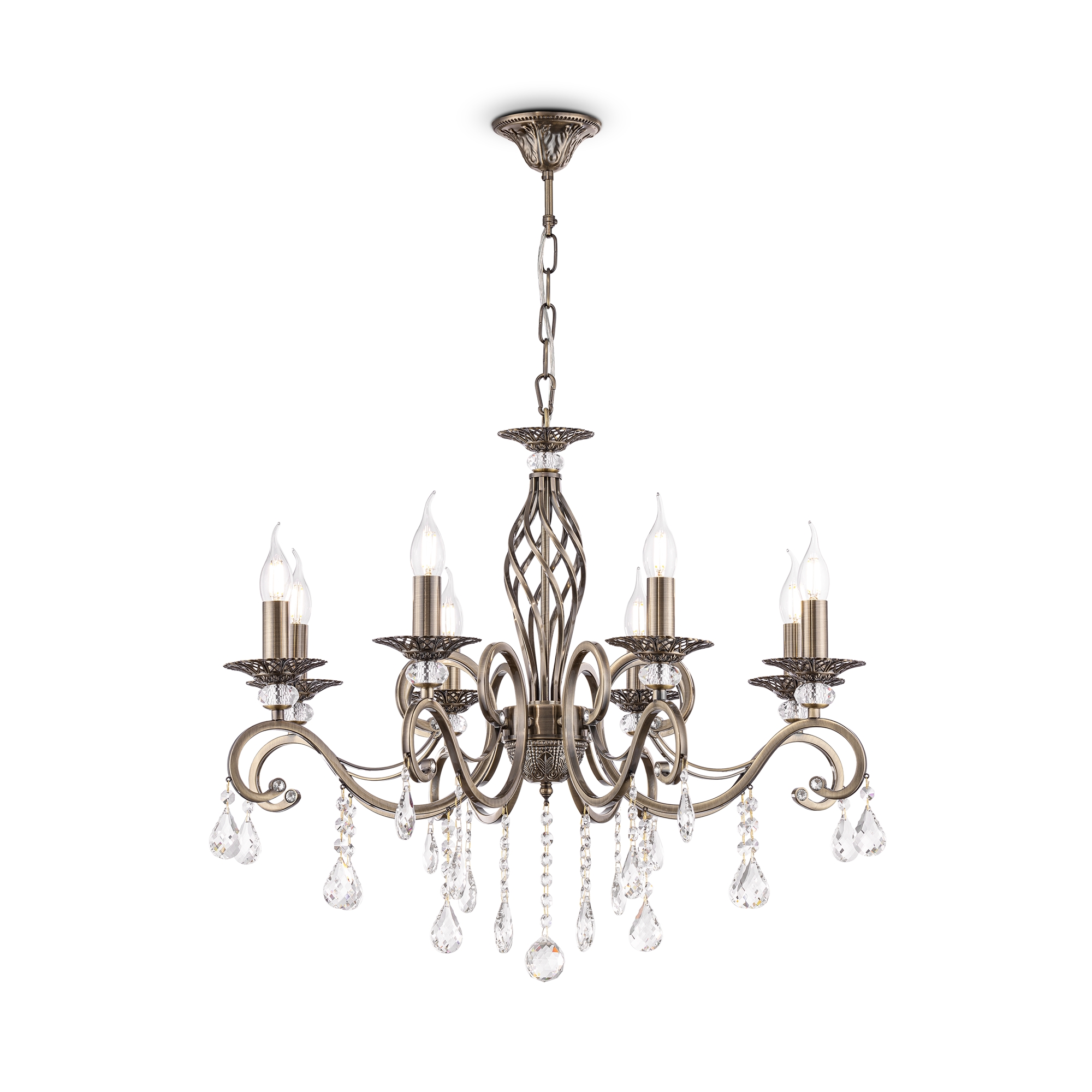 Grace 8 Arm Bronze Chandelier, Crystal, Metal, 72cm Wide